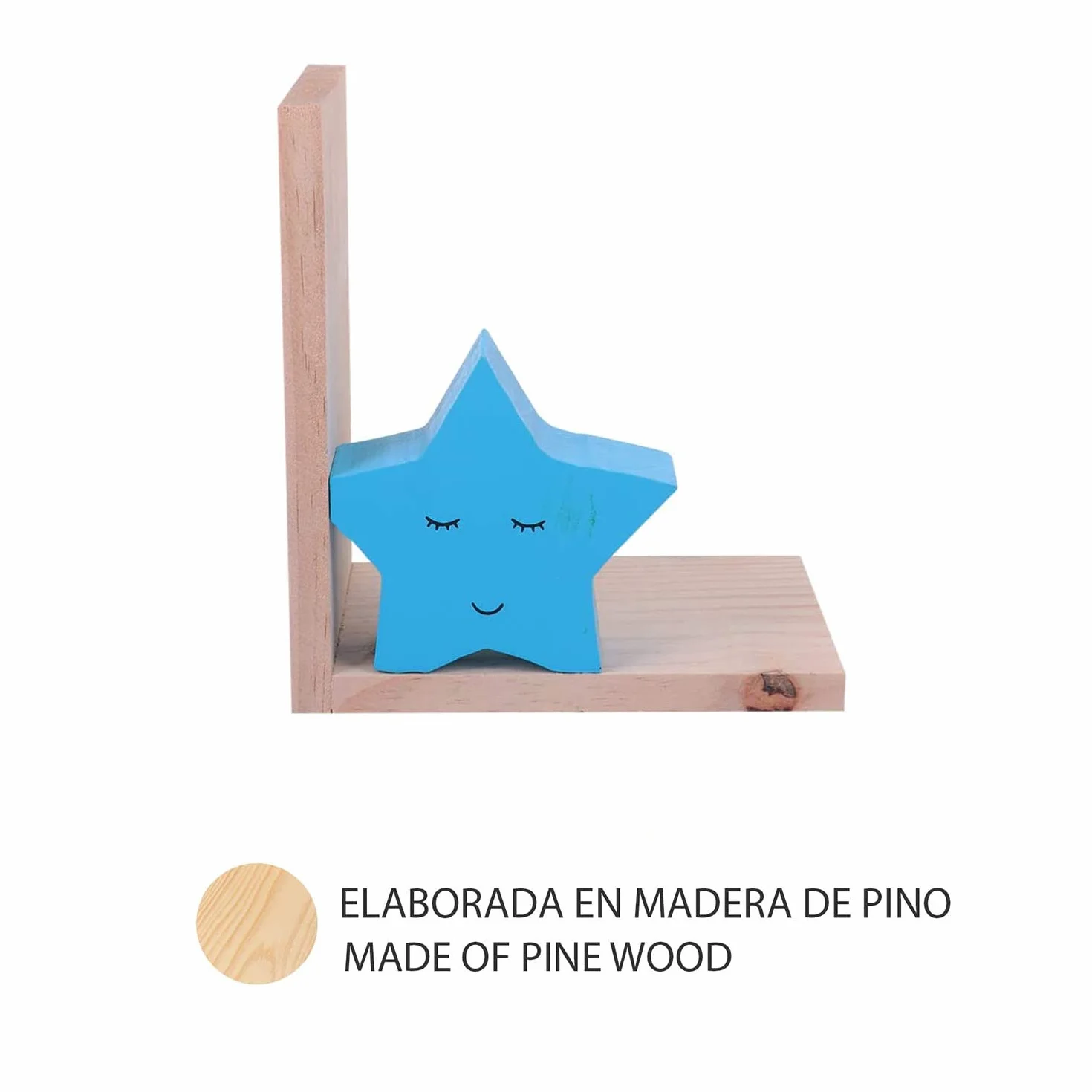 Nacnic Sujetalibros Decorativo Infantil con diseño de Estrellas Azules | Sujetalibros para Niños en Estilo Nórdico | Soportes de Madera para Libros y Estanterías | Book Stand