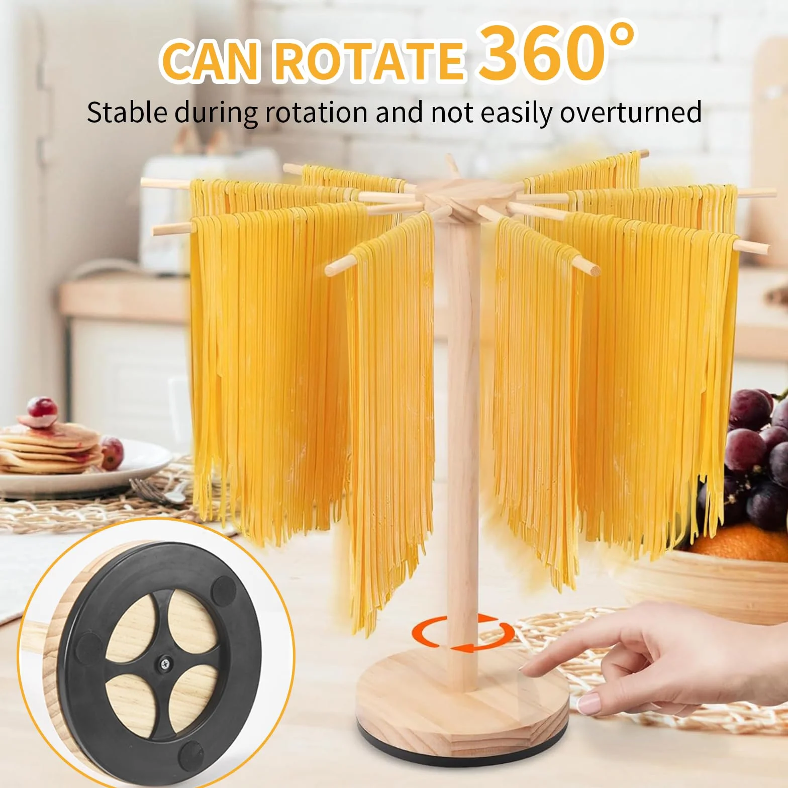 Secador de pasta con 9 brazos desmontables con base giratoria giratoria para fideos italianos y fideos chinos