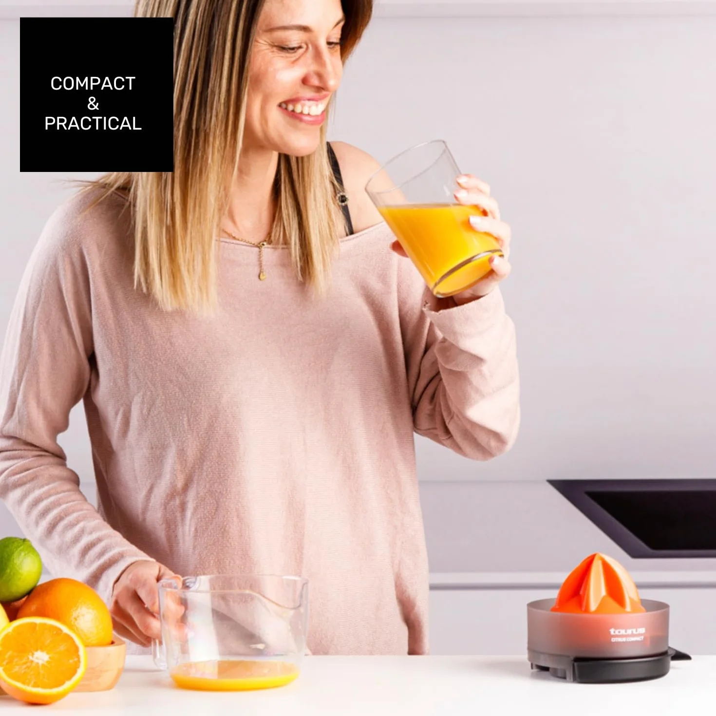 Taurus - Citrus Compact Exprimidor Eléctrico, 800 ml, Doble Giro, BPA Free