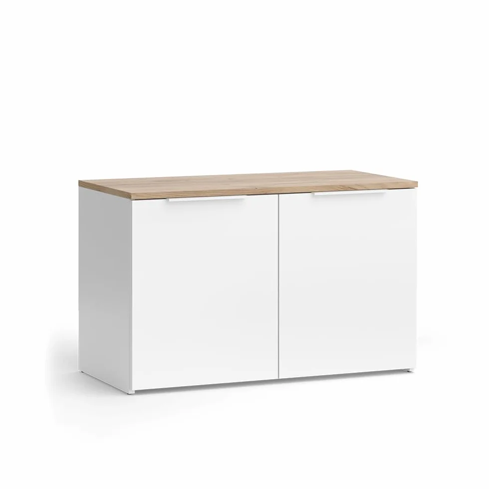 Vicco Aparador Wido, Blanco/Sonoma, 80 x 50 cm con 2 Puertas, Apto para Guardar Ropa y Objetos del hogar