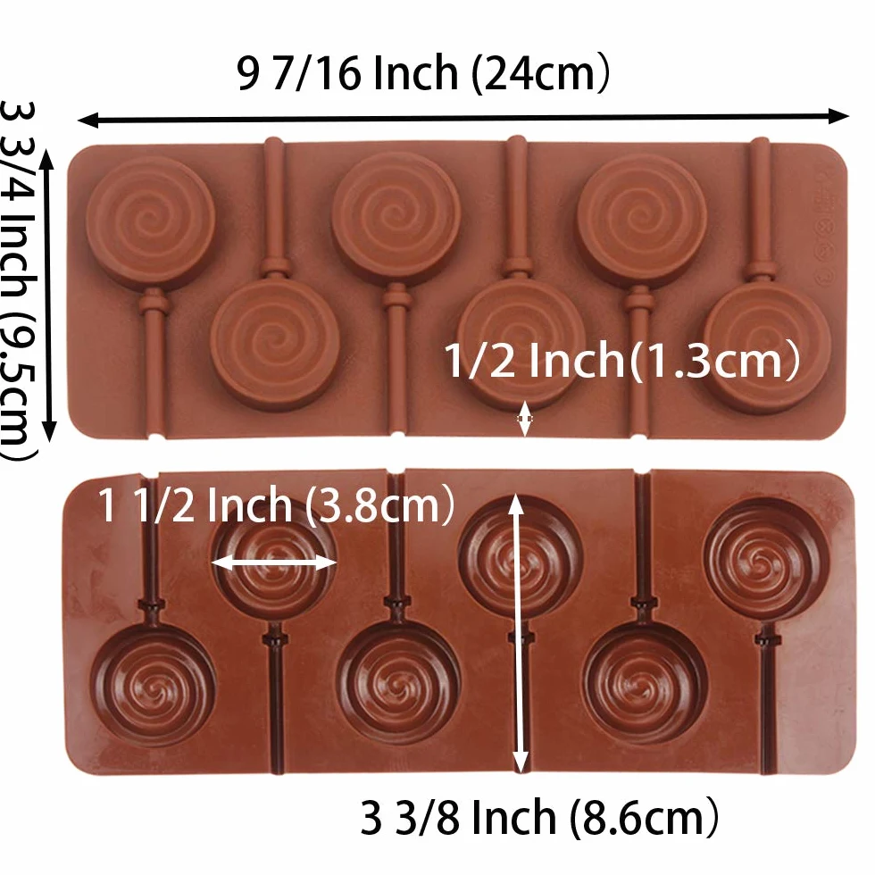 Molde redondo de silicona para decoración de pasteles de chocolate con 24 varillas reutilizables, forma de remolino, juego de 4