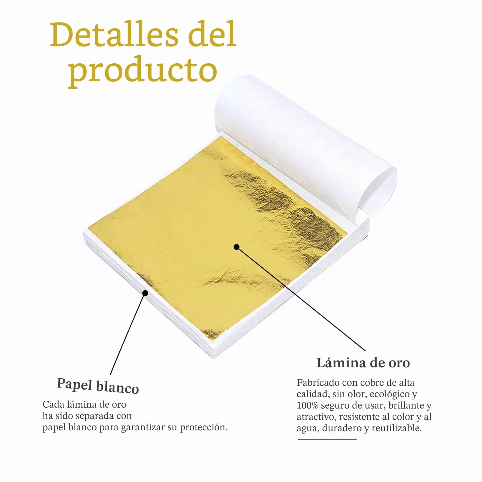CATELL 300 Hojas Pan de Oro Hojas de Imitación de Oro Papel de Oro Manualidades Pan de Plata para Proyectos de Arte Decoración Artesanal DIY Crafting Decoration de Uñas (9 * 9cm)