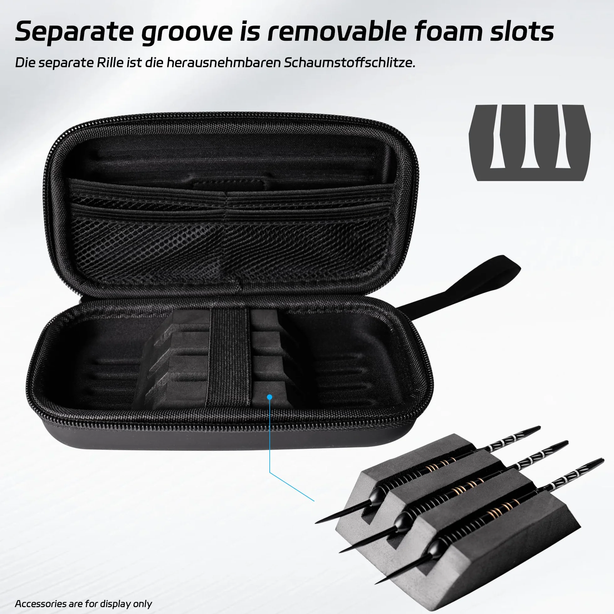 CyeeLife Bolsa para Dardos - Protección para Dardos de Acero o Blandos, Múltiples Bolsillos para Plumas y Accesorios, Negro, Bolsa Deportiva