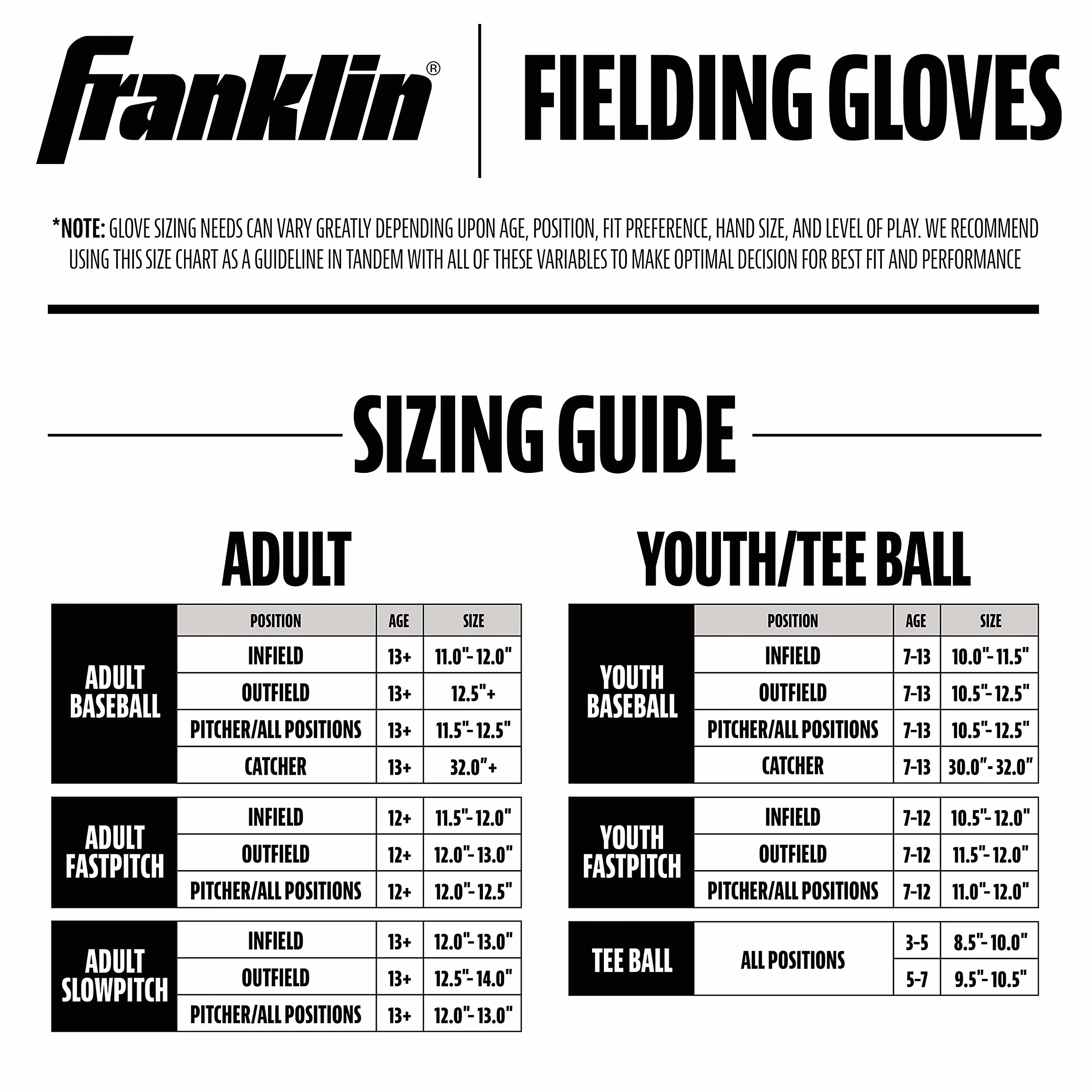 Franklin Sports Teglobe Infinite Web/Shok-Sorb Combo Series Guante de Campo 10.5 Pulgadas