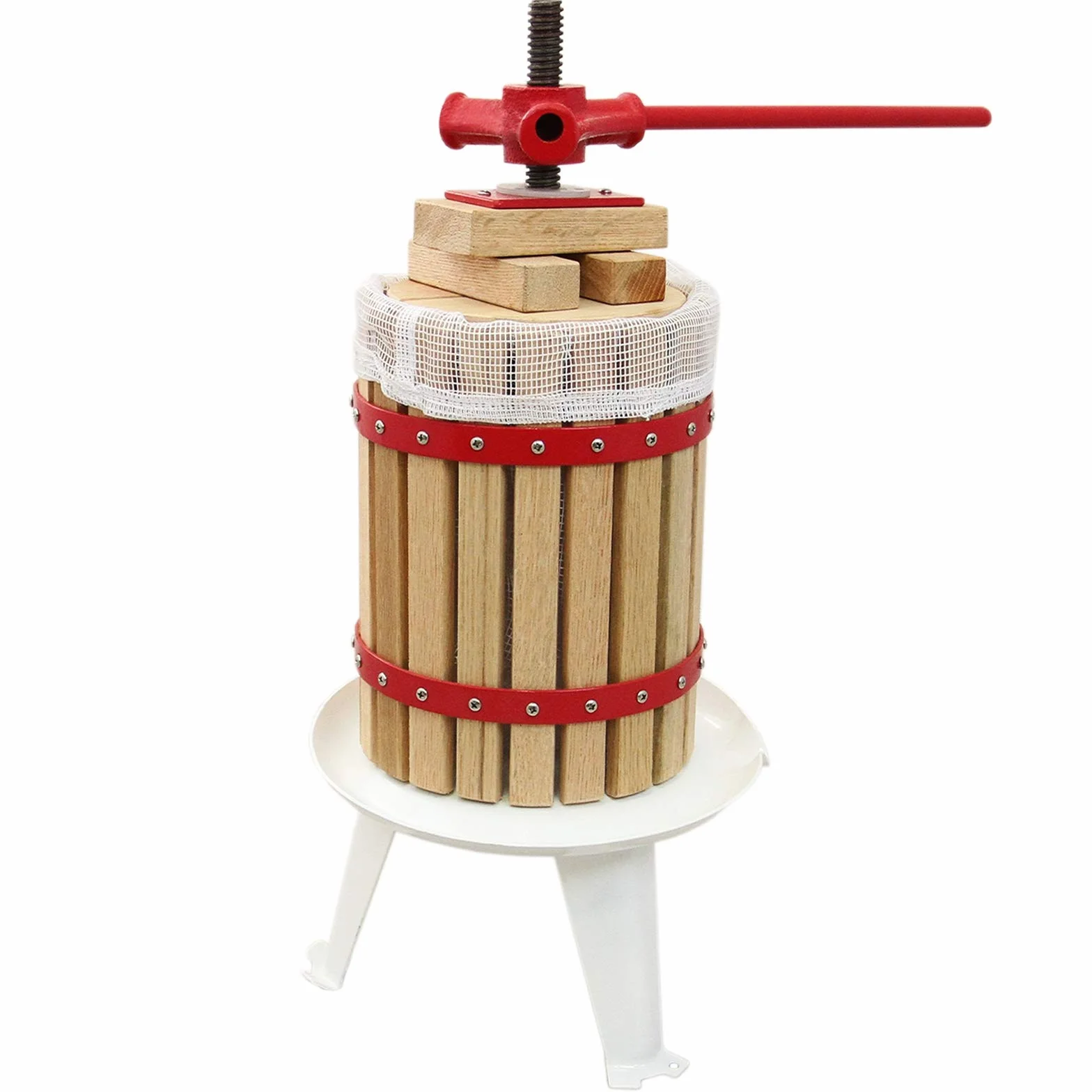 Prensa Manual de frutas de 18L | Roble macizo y Acero | Funcionamiento tradicional de manivela manual | Gran capacidad | 3 bolsas de colado GRATIS | Fácil limpieza | Exprimidora Zumo Sidra Jugo Vino