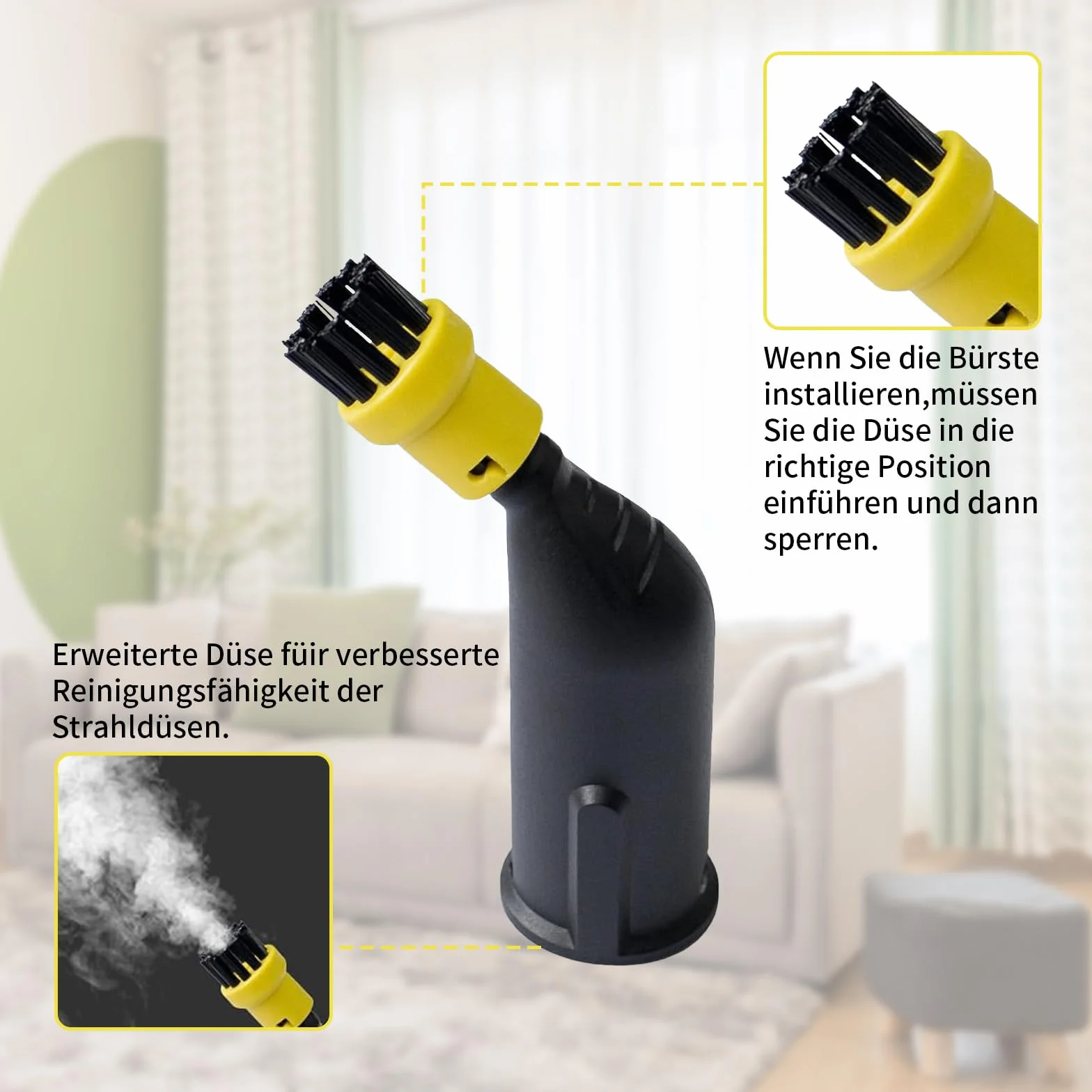 14 accesorios para limpiador de vapor Kärcher SC1 SC2 SC3 SC4 SC5 SC7, 4 cepillos redondos, 2 cepillos para juntas, boquilla curvada, cepillo de vapor de mano, extractor de ventanas, paño de