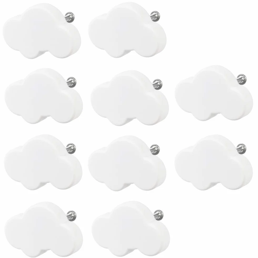 Pomos de goma suave, 10 pomos de gabinete con forma de nube de dibujos animados, bonitos pomos de cajón para niños, para armarios, puertas, aparadores, armarios de cocina (blanco)