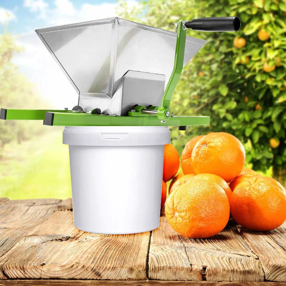 LZQ Molinillo de fruta de acero inoxidable, 7 L, para manzanas, prensador de uvas, molinillo de puré, triturador de frutas con manivela