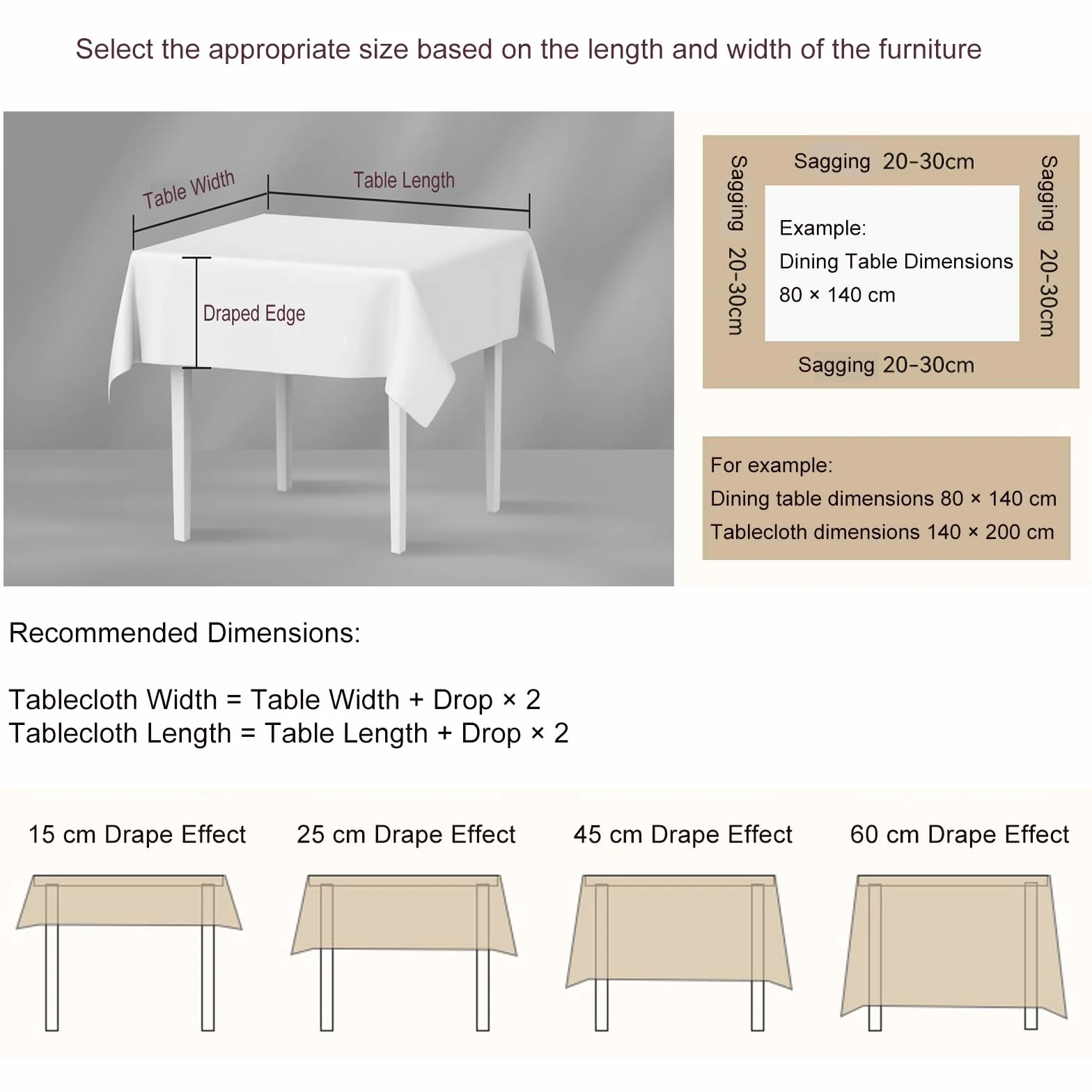 Mantel Rectangular Antimanchas 135 x 215 cm Lavable, Impermeable Manteles de Mesa Color y Tamaño a Elegir para Decoración de Banquetes Durante Todo El Año, Blanco