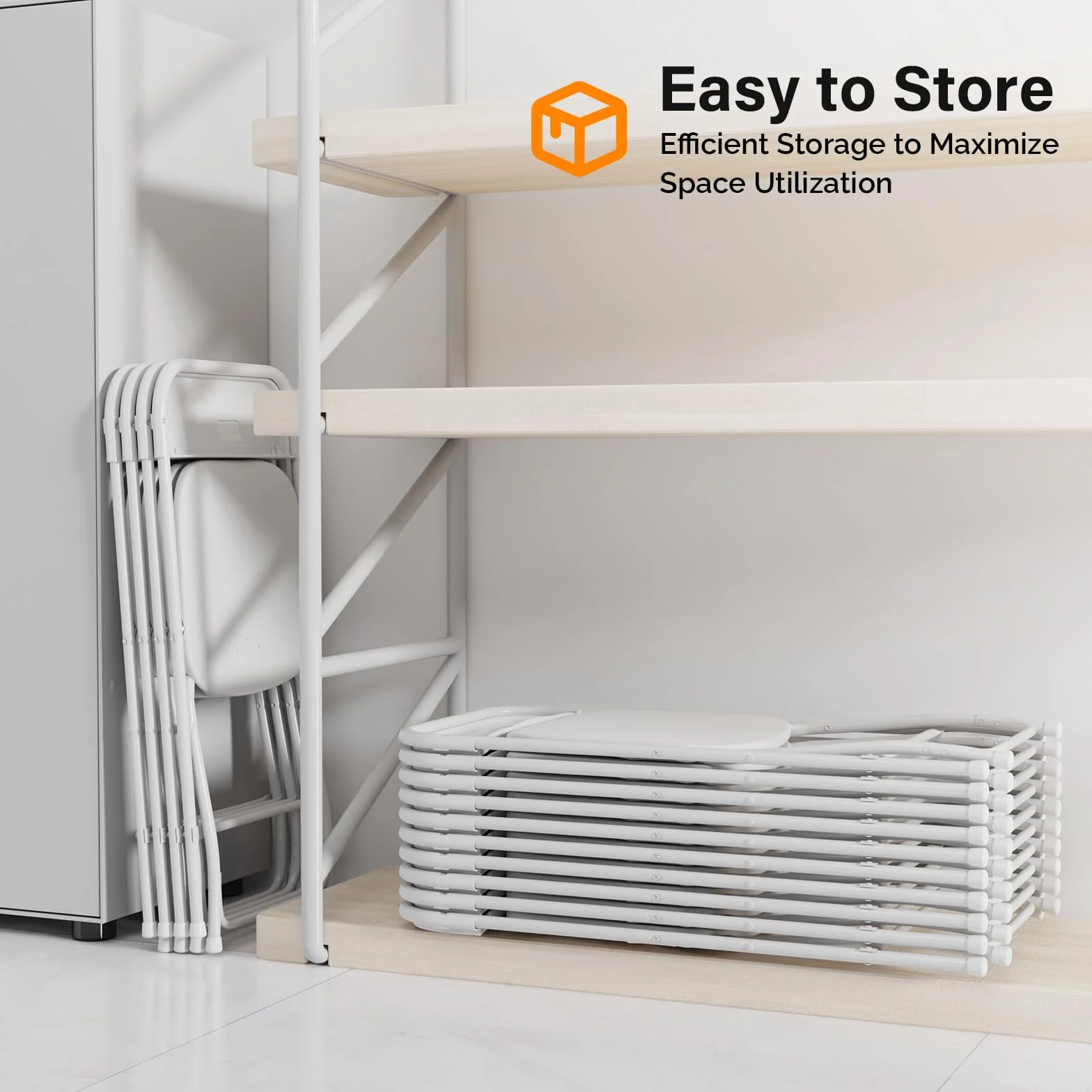 Bonnlo Set de 6 Sillas Plegables – Sillas de Comedor, Jardín, Camping, Plegables, para Balcón, Sala de Estar, Restaurante y Conferencias, Ergonómicas, 47x47x75 cm, hasta 150 kg, Blanco