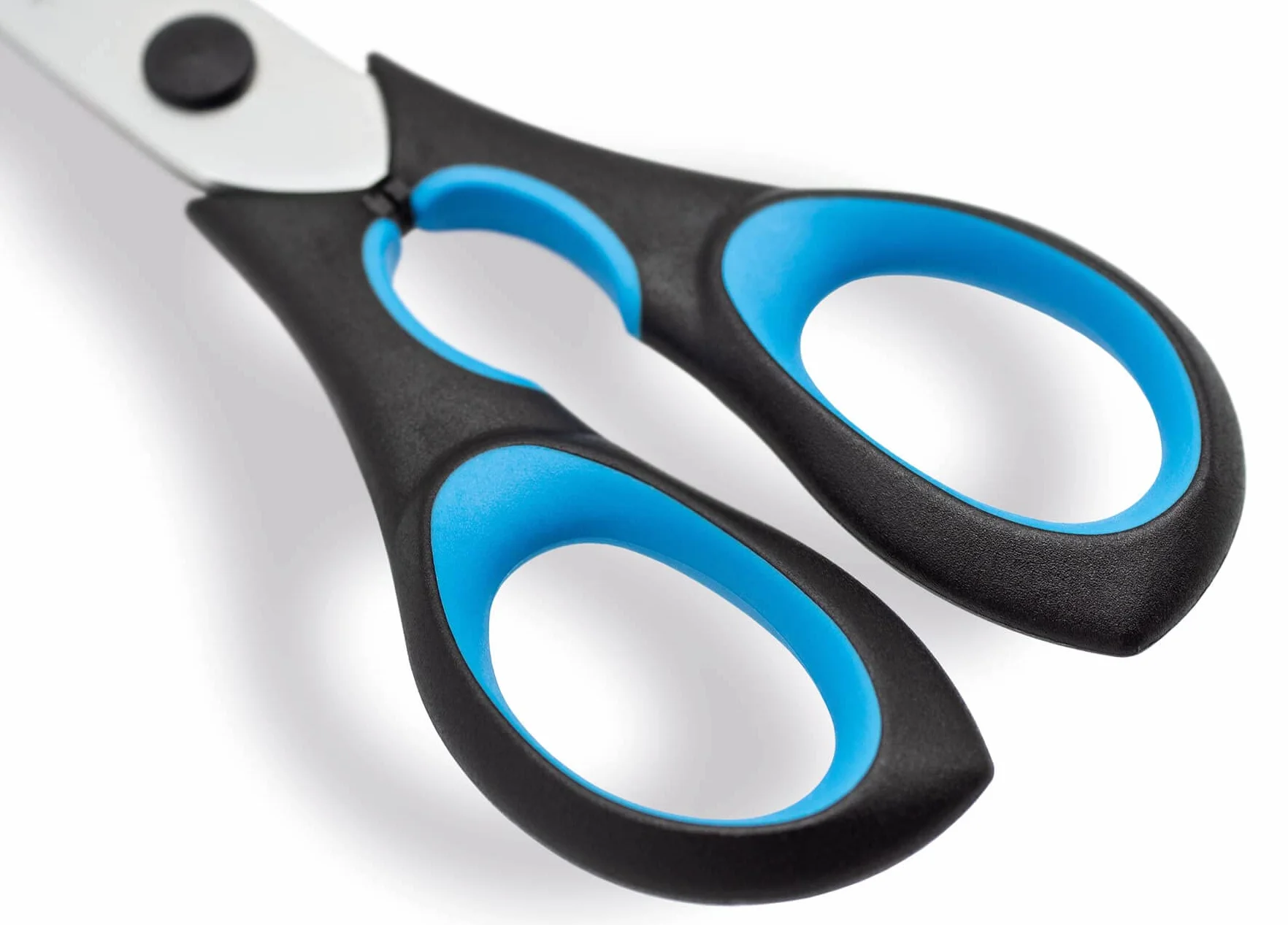 3 Claveles Ergo - Tijera de Cocina, 20 cm/8", mango negro/azul, acero inox. para cortes de alimentos, envases