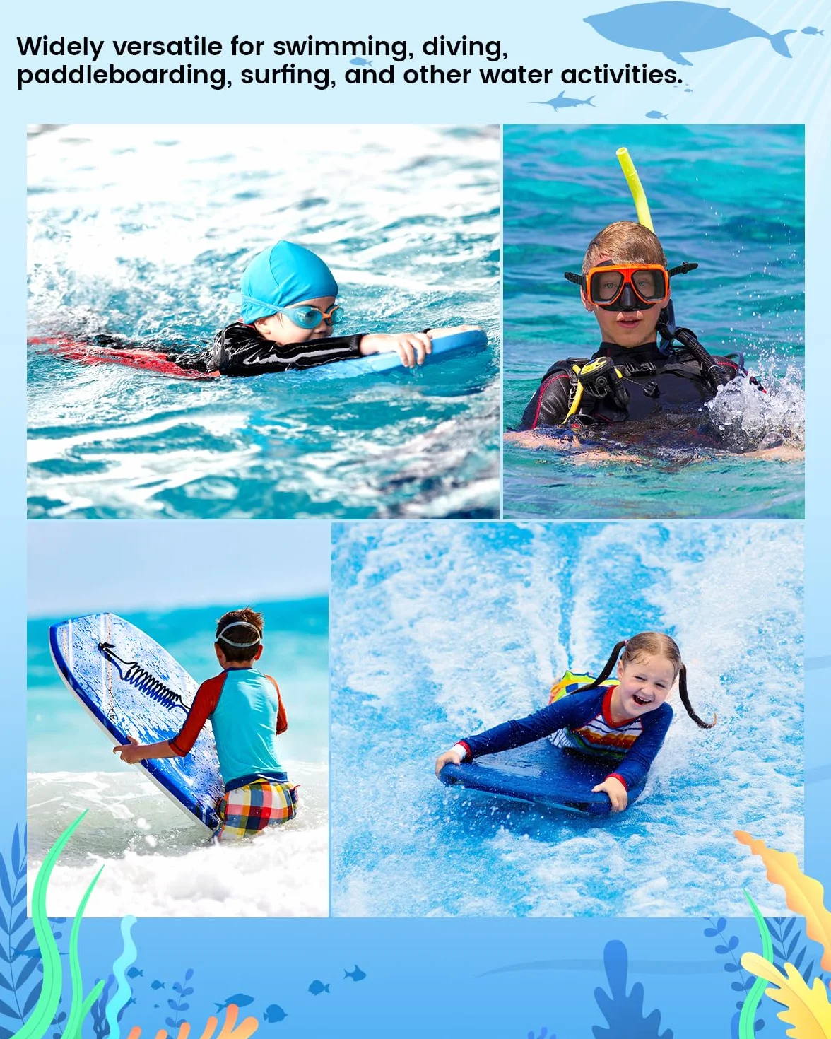 Traje de neopreno para niños 1-10 años SCR 2mm protección UV cremallera frontal natación