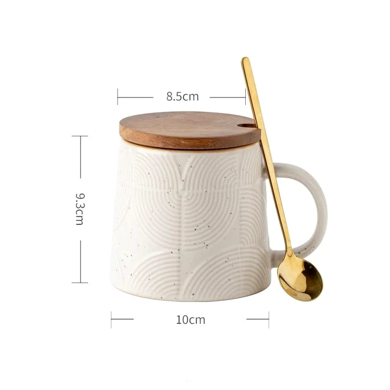 ENGENDER Tazas Cafe Taza de cerámica con Esmalte sésamo Mate, Utensilios Arte Latte for Restaurante, 430 ml, for té Oficina Mug Cups(A)