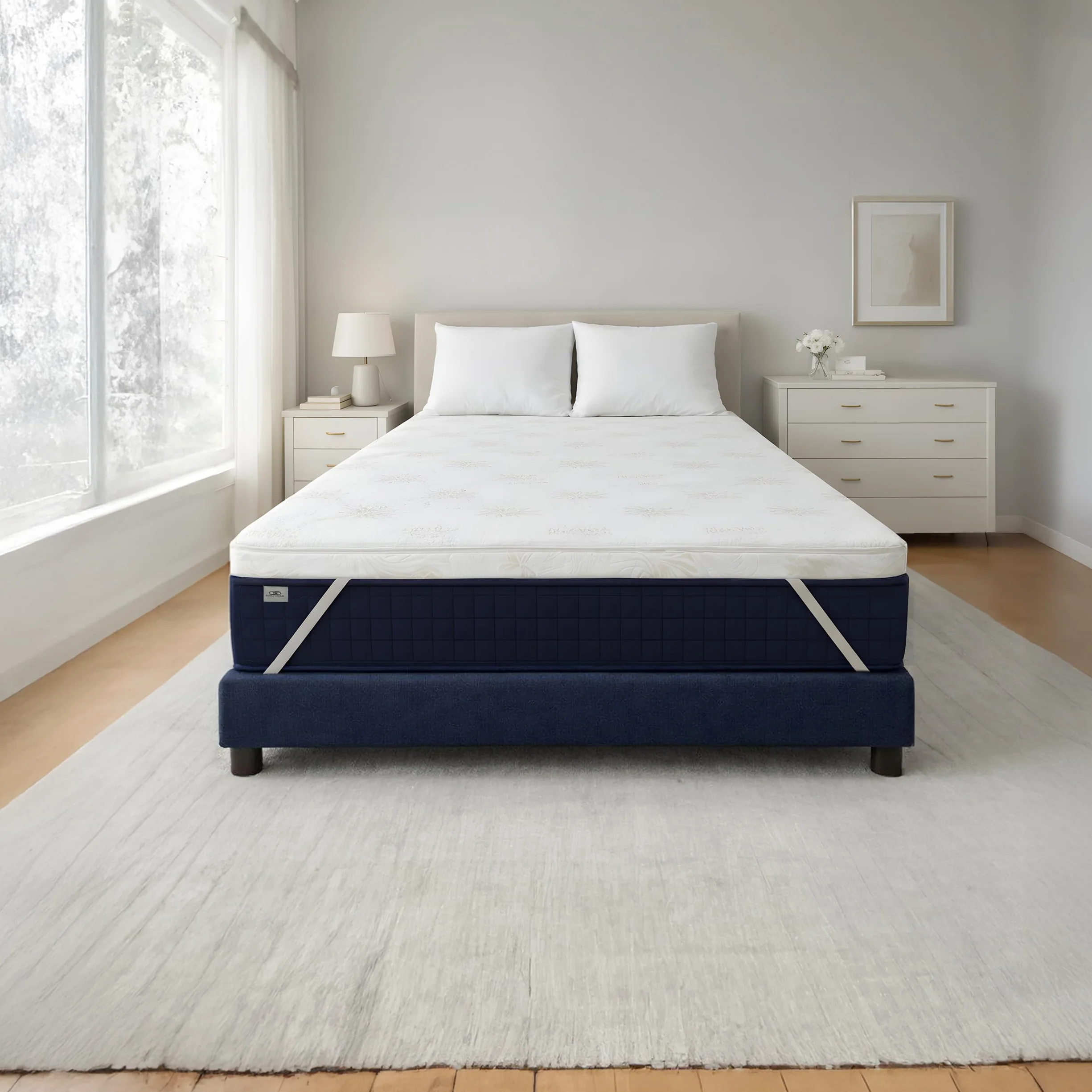 Topper Viscoelástico 90x190 Aloe Vera - Grosor 5 cm - Viscogel de Alta Densidad Memory Foam - Funda con Cremallera Extraíble y Lavable - sobre Colchon Matress Topper Colchon