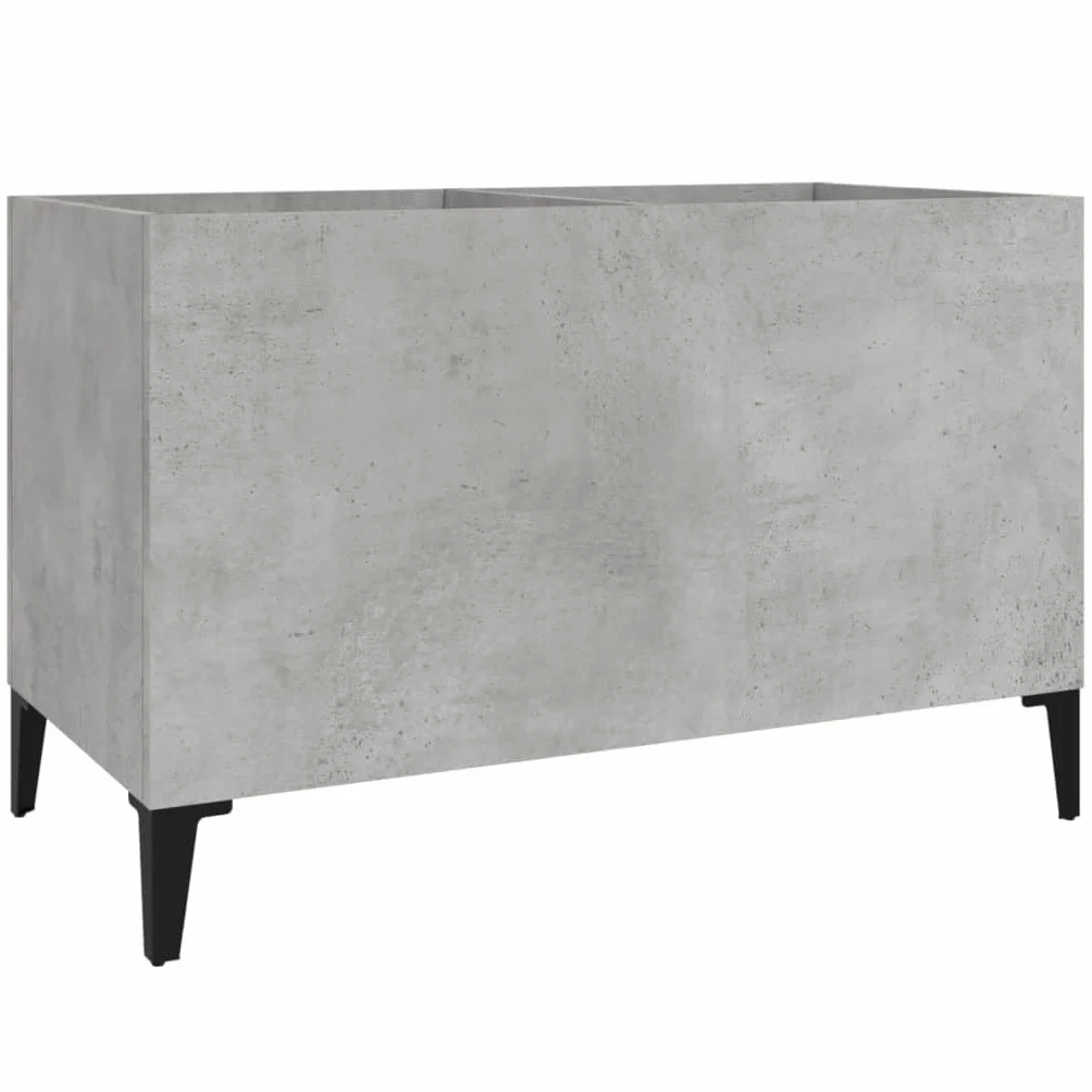 Armario con paneles gris hormigón, 74,5 x 38 x 48 cm, material de madera LP, estantería para discos de vinilo con patas de metal, retro, para salón, oficina