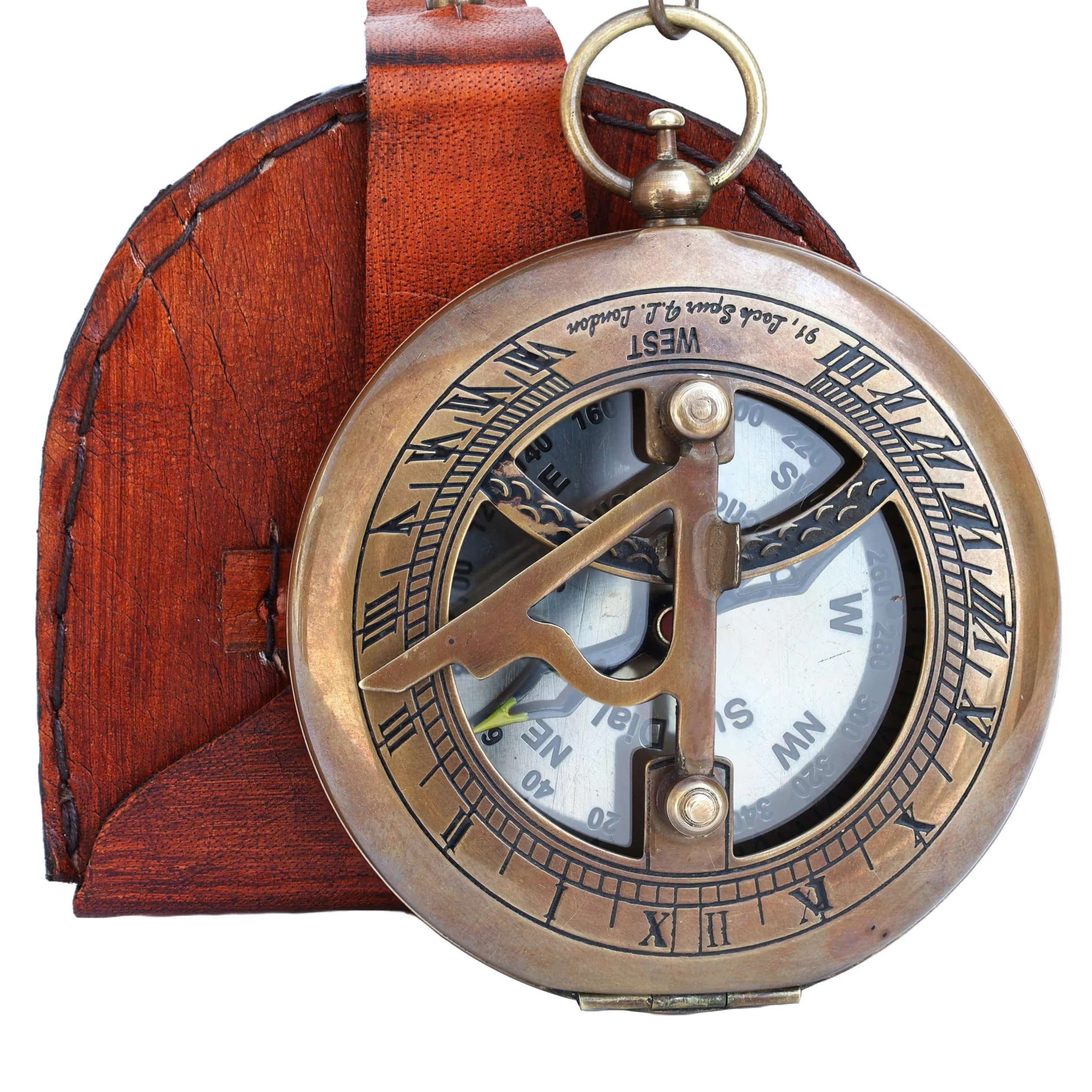 Reloj Solar de latón – Brújula Abierta – Accesorio Steampunk Hombres – Hermoso Hecho a Mano – Reloj de Sol – Reloj de Sol – Reloj Steampunk para él – Decoración Antigua
