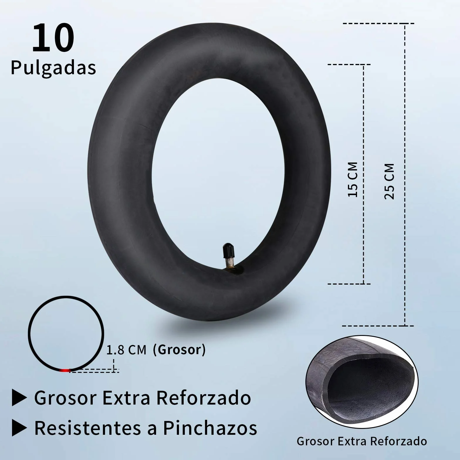 ANSENI Kit de ruedas Wanda 10 pulgadas compatible Xiaomi M365 1s Essential Pro Pro2 reemplazo scooter eléctrico Negro