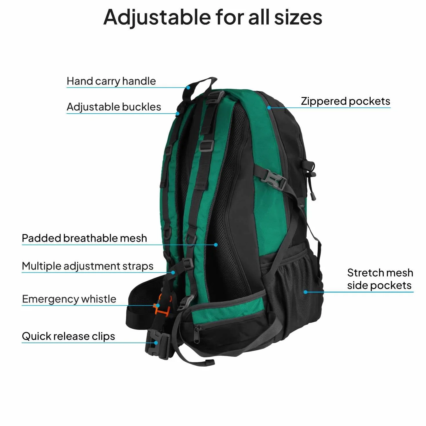Mochila Senderismo 50L Impermeable Plegable Ligera para Camping Escalada