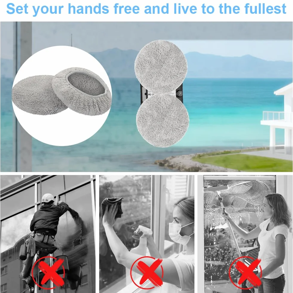 Limpiador de Ventana paño Weeper,12 Pcs de Trapo para Robot Limpiador de Ventanas,Lavable a Máquina y Reutilizable,Almohadillas de Limpieza para Robot Limpiacristales para C65、DDC55、CL3