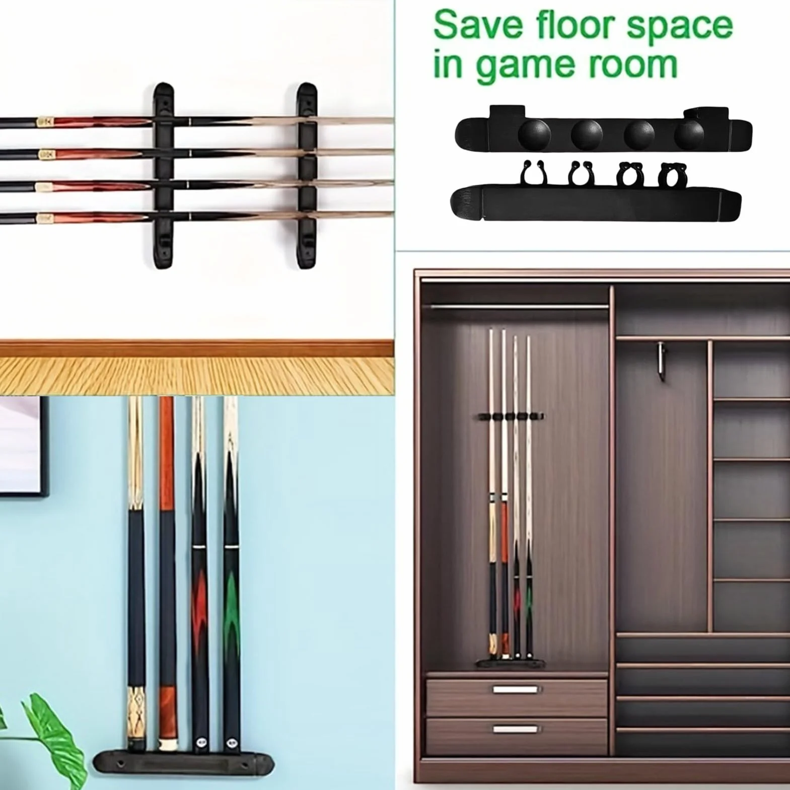 Soporte para tacos de madera dura 27 x 3 x 3 cm, almacenamiento 4 clips, organizador resistente