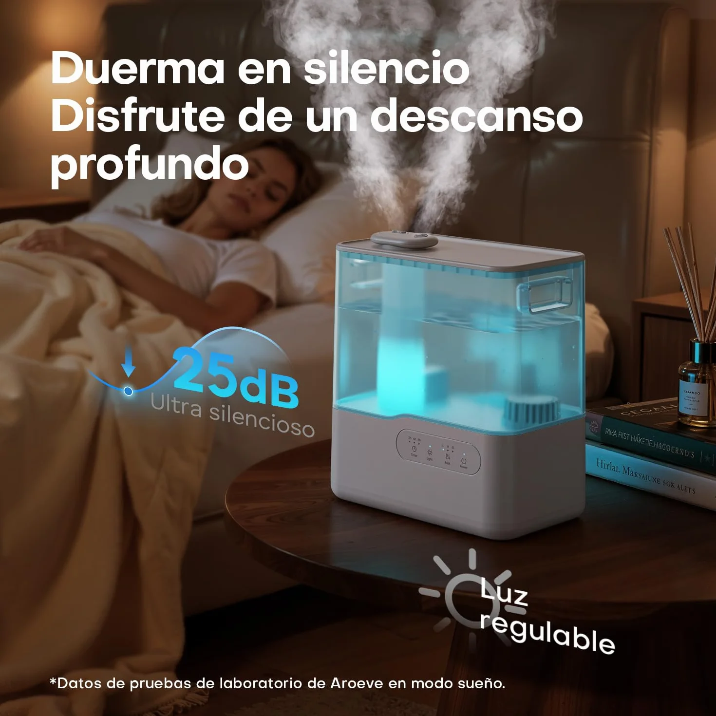 AROEVE Humidificador de Aire 5L Ultrasónico Top-Fill Niebla Fría 36H 25dB Silencioso