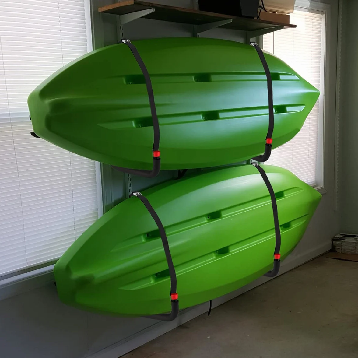 Soportes de almacenamiento para kayak de 39,5 cm, ganchos de pared para kayaks, SUP, tablas de surf, perchas resistentes con correas