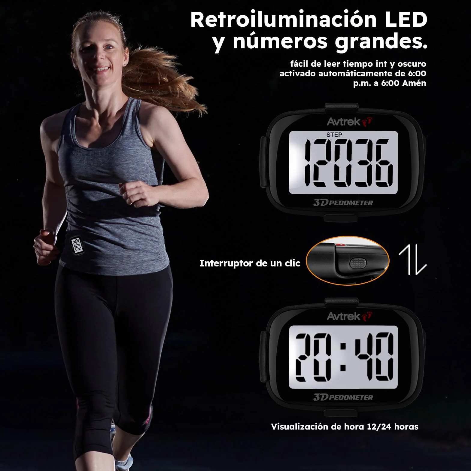 AVTREK Podómetro 3D Mini podómetro sin App sin Bluetooth para Caminar o Correr Actividades de Senderismo al Aire Libre