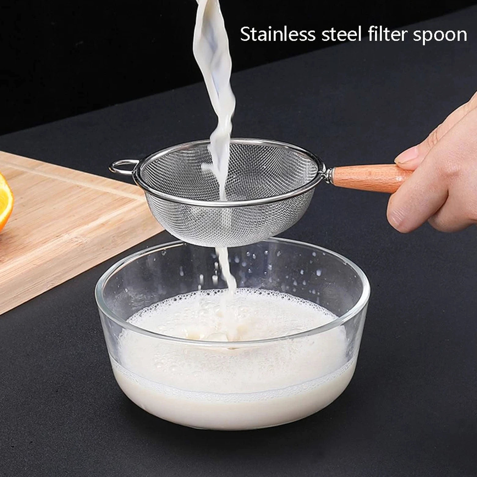 Colador Grande de Malla Fina de Acero Inoxidable para filtrar y tamizar en la Cocina
