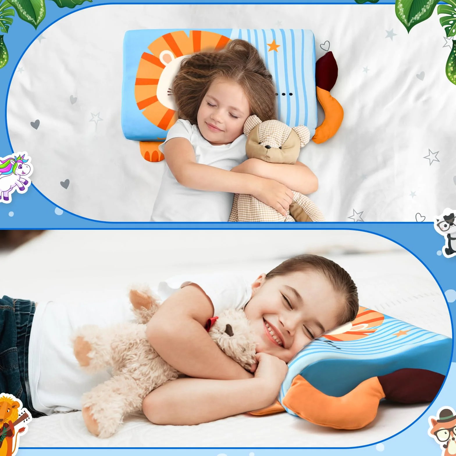 Schlummerkids Cojín Calmly Almohada Infantil 46 x 26 cm Ergonómico León