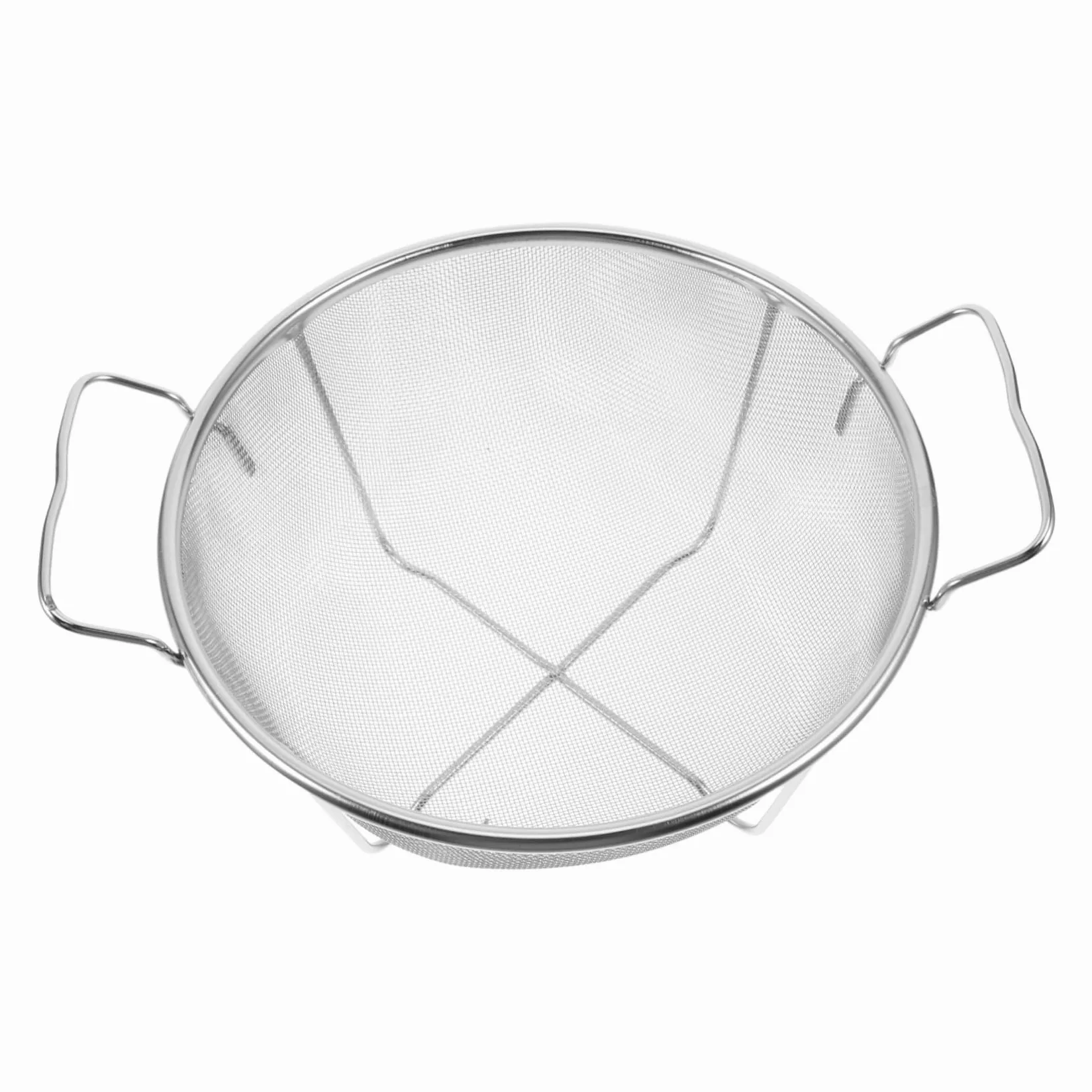 Colador de Arroz de Metal de Acero Inoxidable con Doble Asa Reforzada, Cedazo Microperforado y Fácil de Limpiar para Cocina y Fregadero