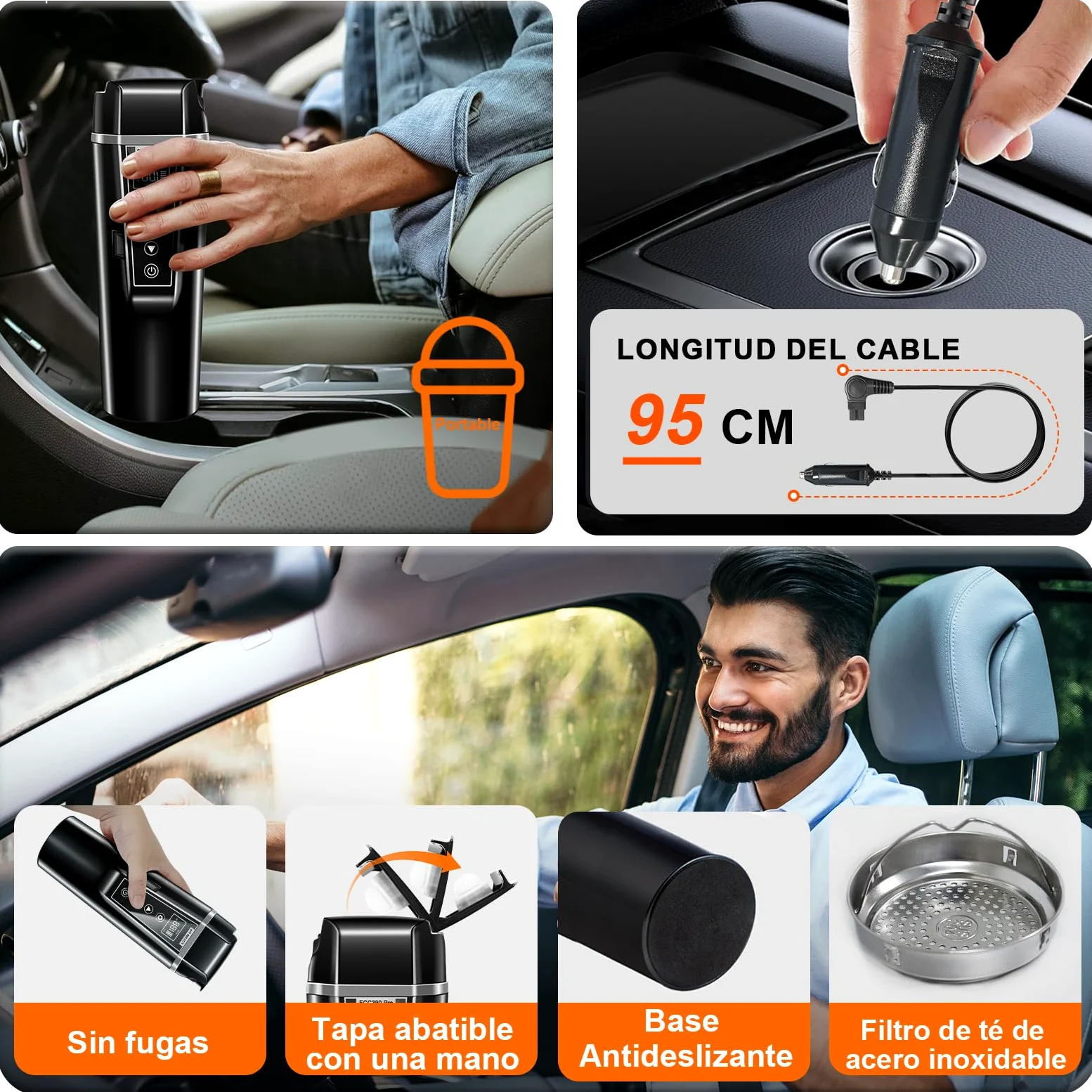 Hervidor Coche 12V/24V Eléctrico 400ml para Camión y Viaje