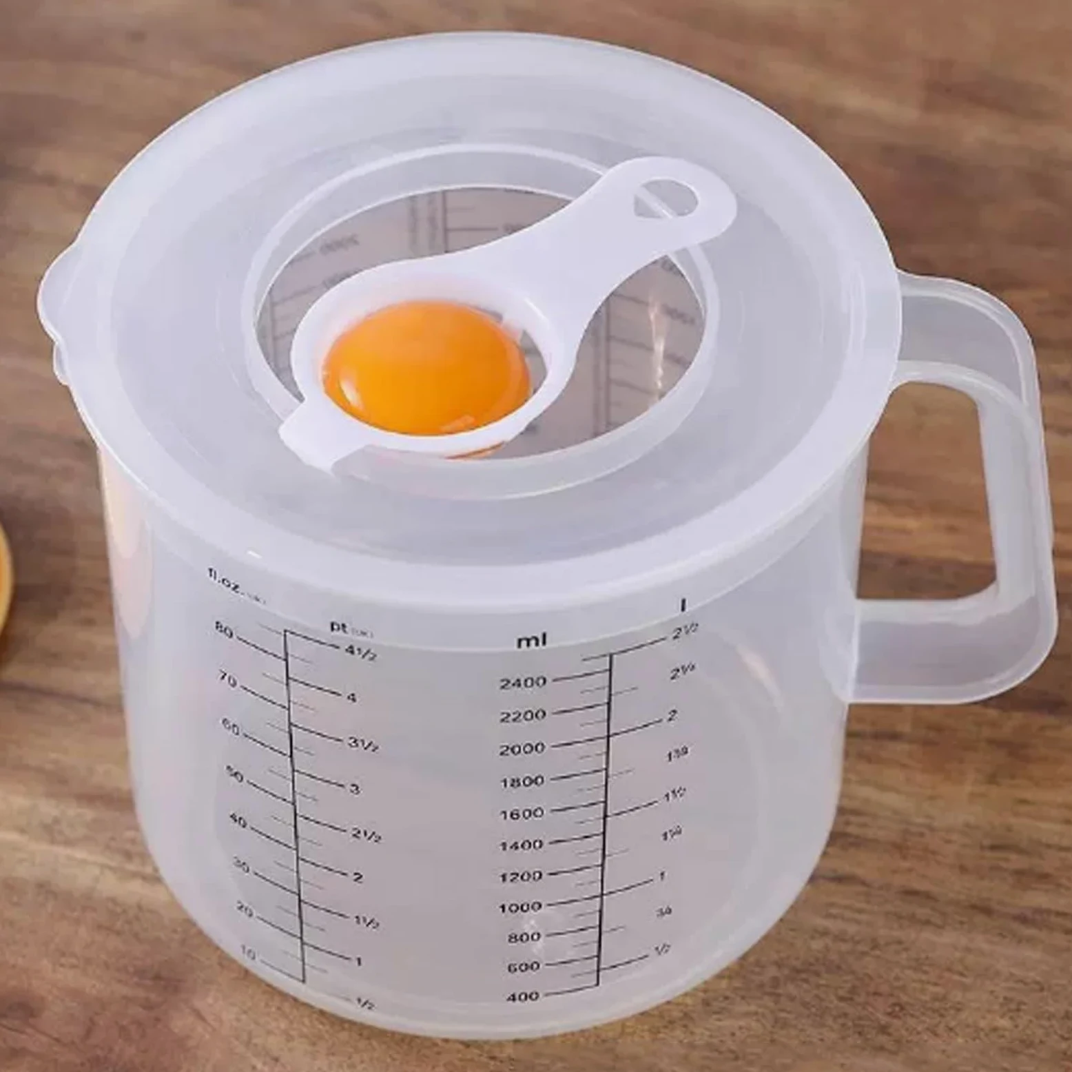 1 Unidad de Vaso medidor de plástico Transparente con Tapa - Jarra graduada con asa y Pico, Herramienta de medición precisa para Hornear, batir Huevos y Mezclar, Bol de Cocina versátil