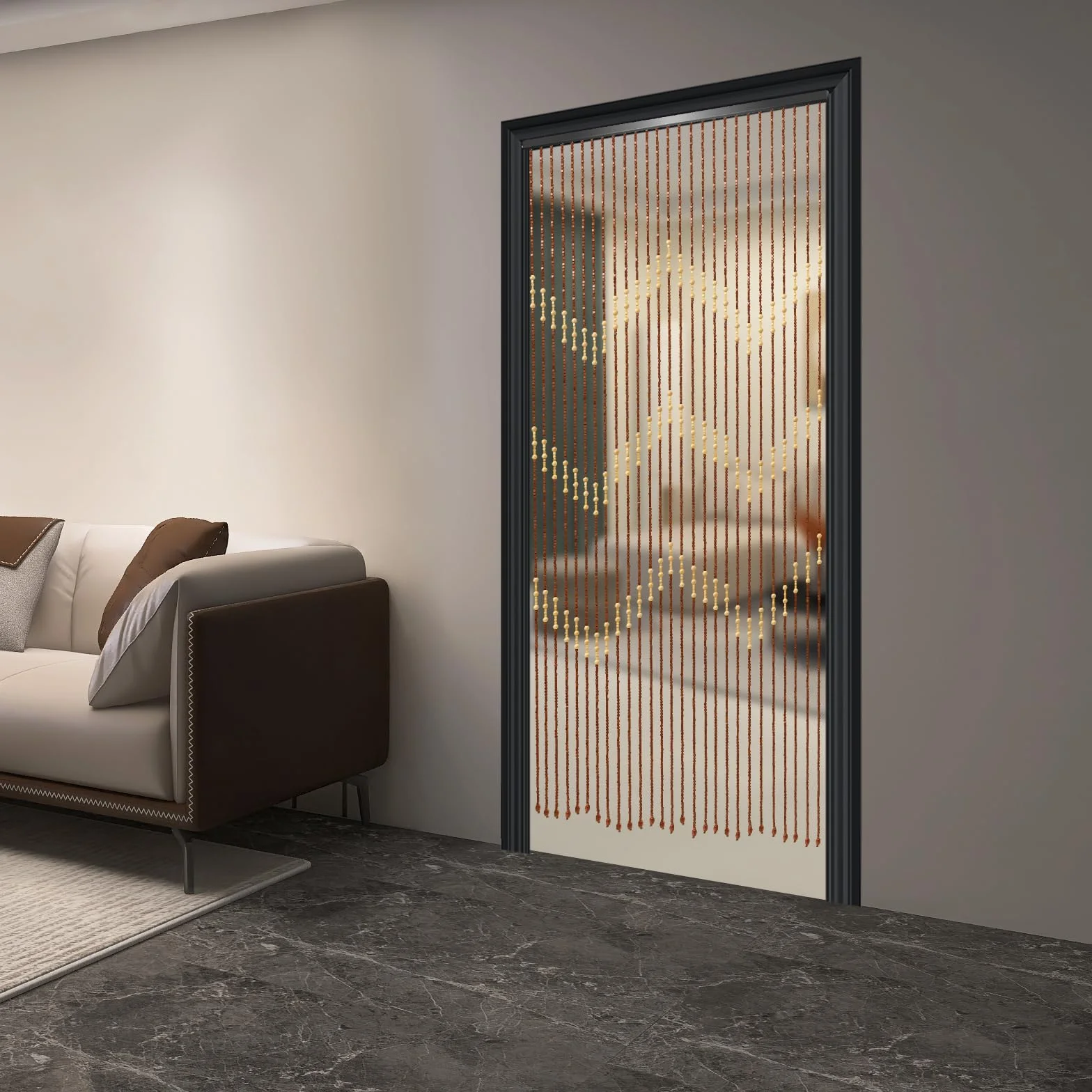 Generic - Cortina de cuentas de madera (bambú, 90 x 175 cm), diseño retro
