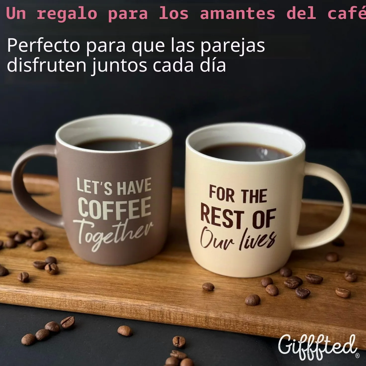 Triple Gifffted Taza de cerámica Let's Have Coffee Together para parejas, 380 ml | Taza de compromiso de boda para parejas, novios, recién casados, él y ella, Mr & Mrs, aniversario, Navidad, San Valentín