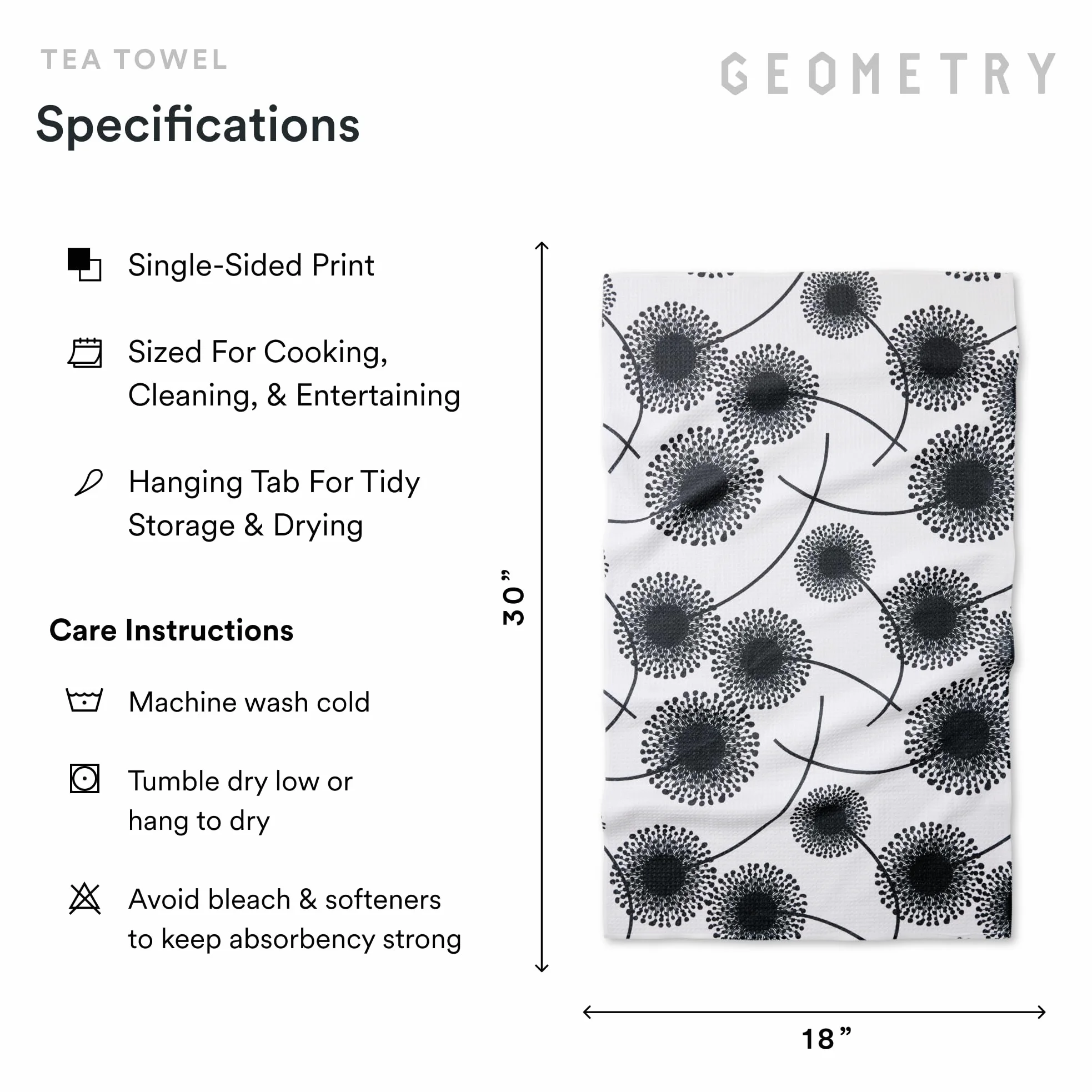 GEOMETRY Paño de cocina – Paños de microfibra de secado rápido para secado de cocina – Toalla de secado rápido de alta calidad – Lino + Full Bloomed (juego de 2 unidades)
