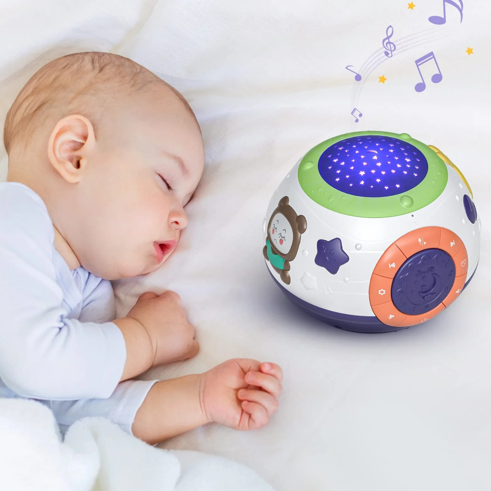 TUMAMA Proyector de Sueño para Bebé, Luz Nocturna con Estrellas y Música, Máquina de Ruido Blanco