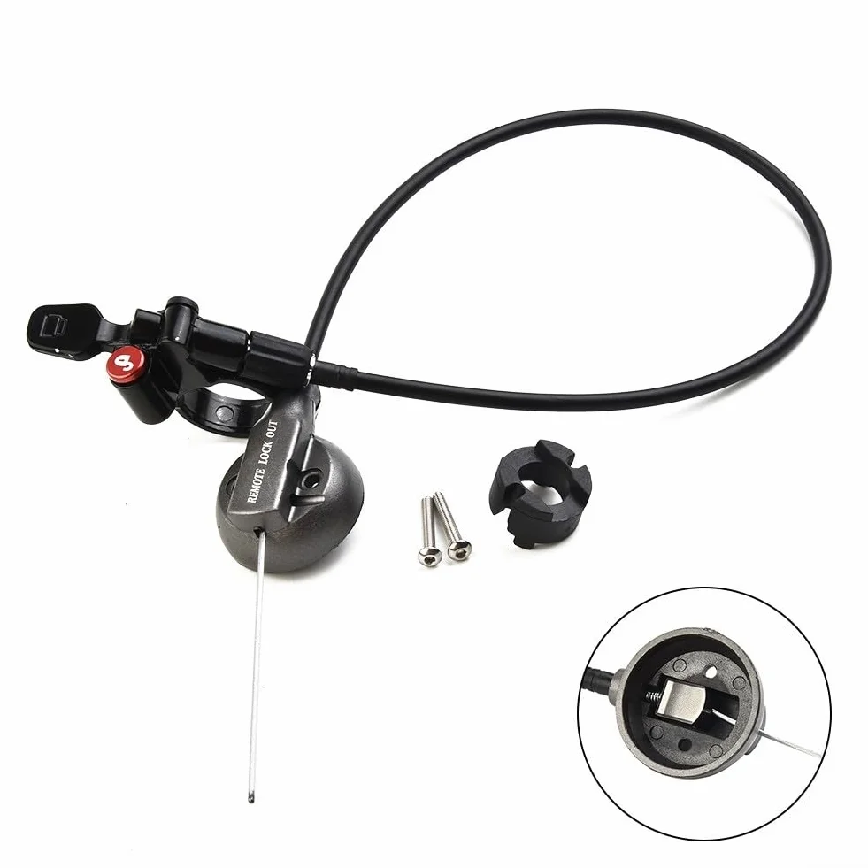Palanca de interruptor de bloqueo remoto de horquilla de bicicleta de aleación de aluminio compatible con horquillas de suspensión RAIDON, XCM y NCX, se adapta a manillares de 22.2 mm, color negro