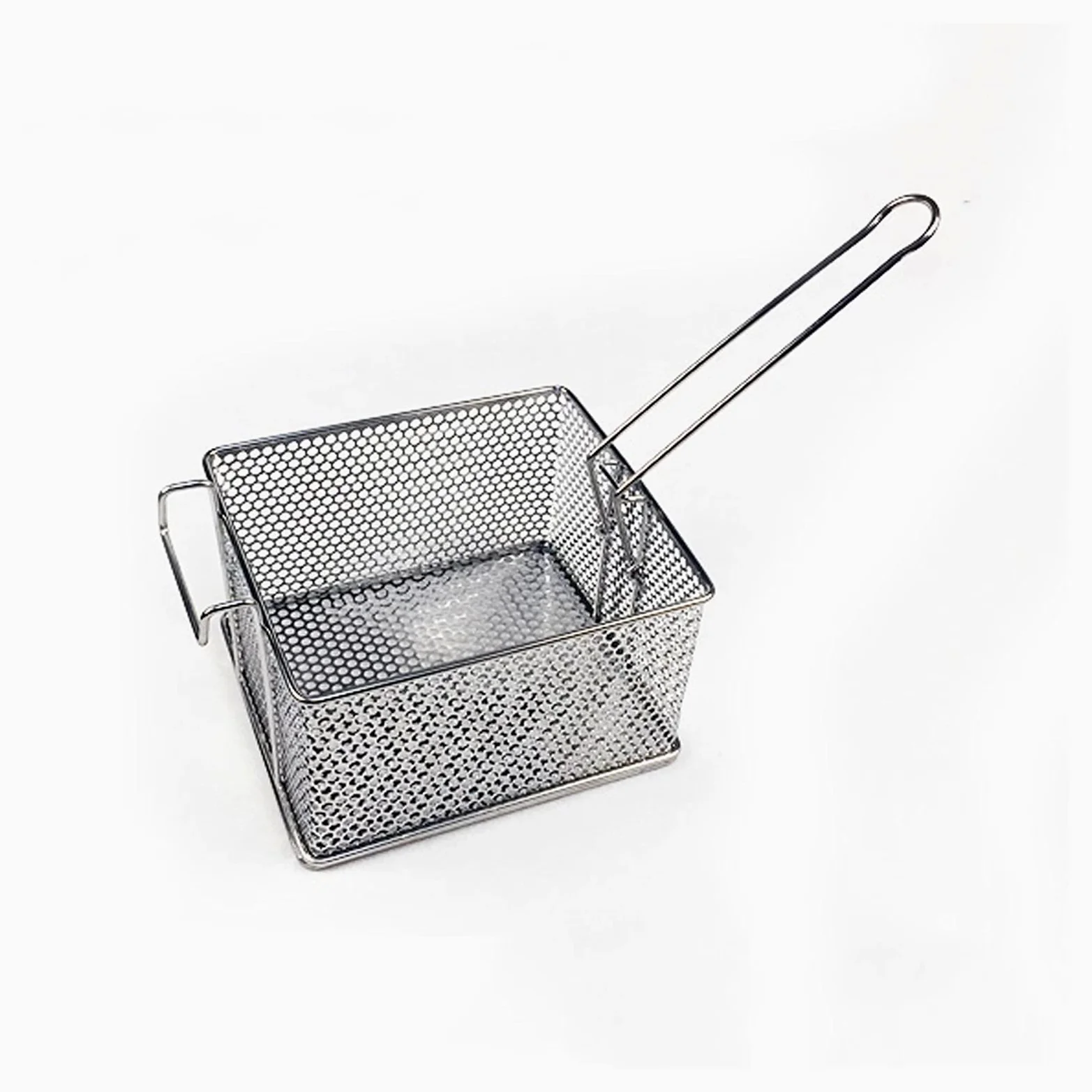 Colador Tamillo de freír de Mango Largo Acero Inoxidable Malla de Malla Fino colador de Alimentos colador for Pasta Vegetal Drenaje freír Cesta De Malla(L)