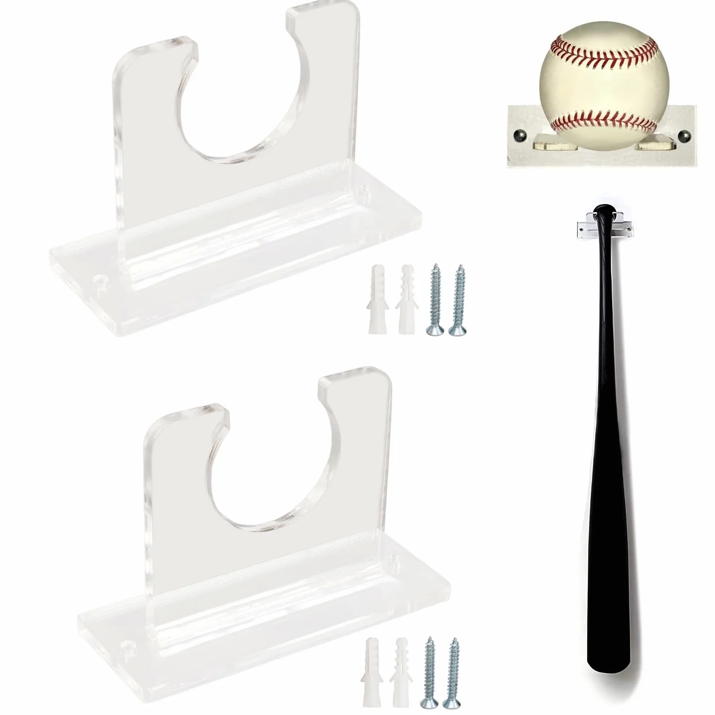 Soportes Para Bate De Béisbol, Vitrina Vertical, Estante De Exhibición Para Montaje En Pared, Colgador De Acrílico Resistente (10x4x7cm)