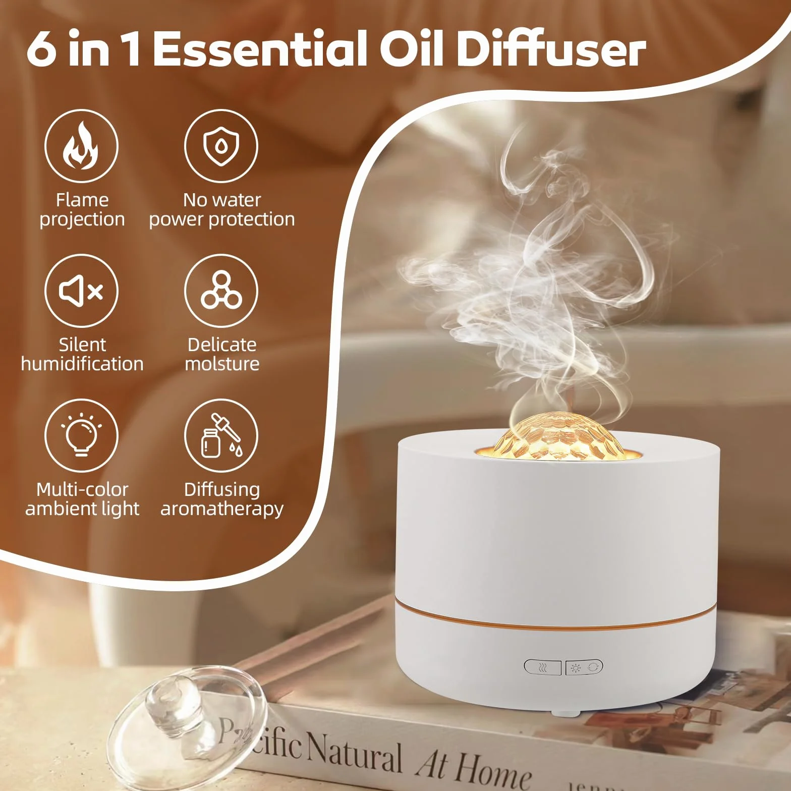 Humidificador de bebé con niebla fría para dormitorio, silencioso, con luz nocturna y proyector estrella, 500 ml, humidificador pequeño para el hogar, niños, niñas