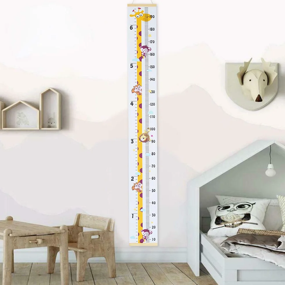 Bebé Gráfico de Crecimiento Altura Pared Regla Medidora Madera Animal Jirafa Tabla Crecimiento Infantil Extraíble Decorar Dormitorio