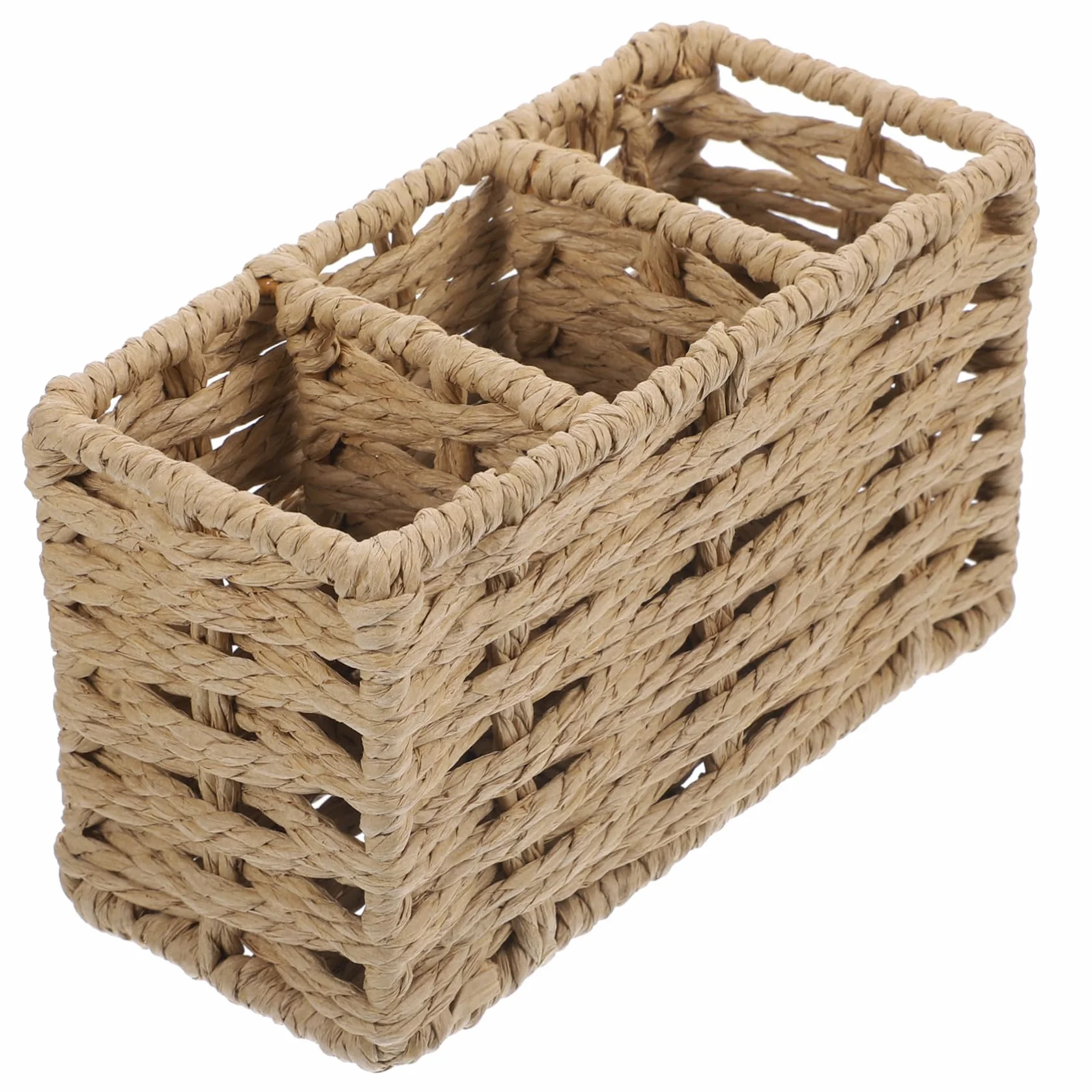 PRETYZOOM Cesta De Almacenamiento Tejida De Cuerda De Papel Beige para Cubiertos y Utensilios De Cocina Soporte Organizador para Tenedores y Cucharas para Hogar y Restaurantes