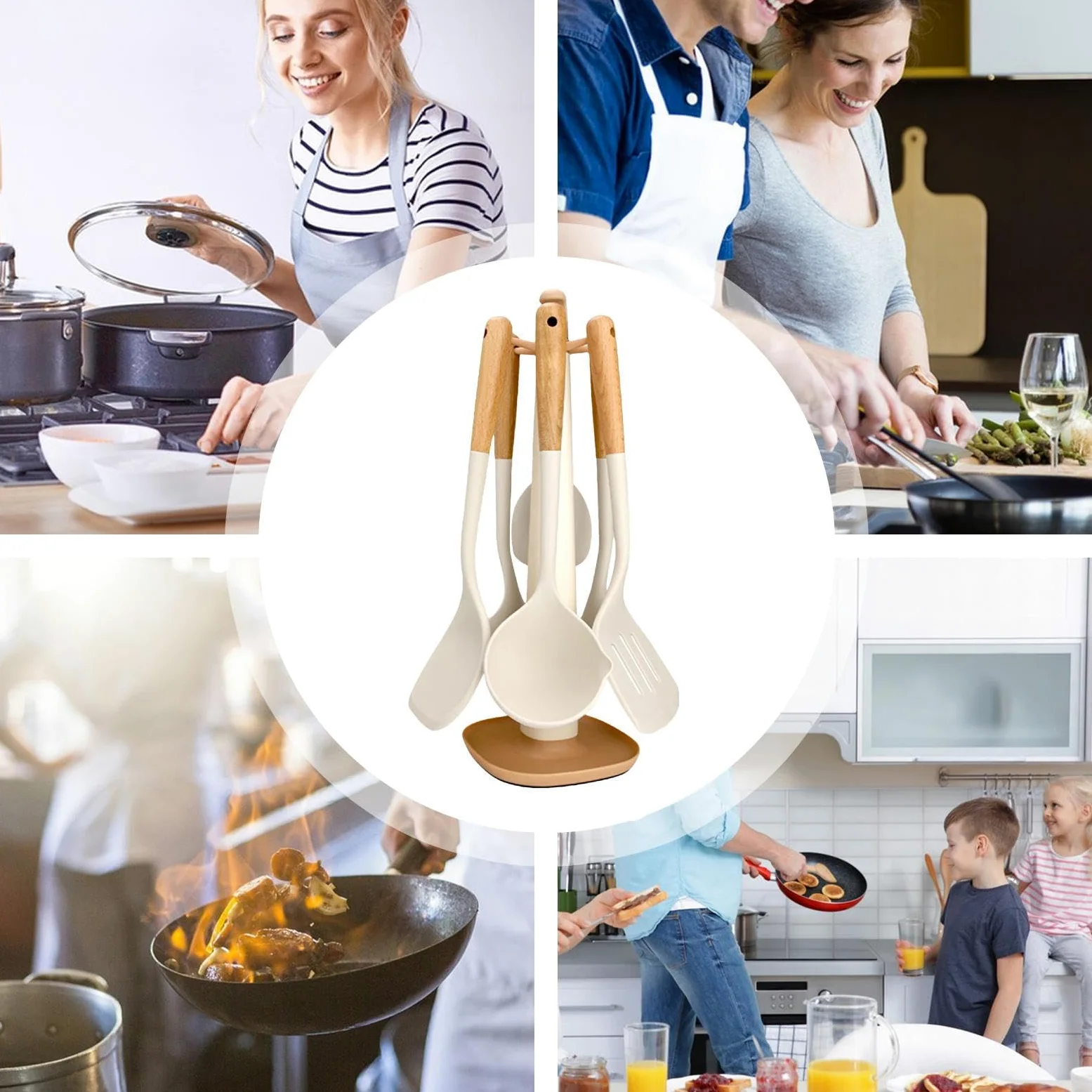 Set espátulas cocina Juego de raspadores de ollas resistente a altas | Espátulas seguras para cocinar Raspador De Ollas Y Sartenes Para Mezclar Hornear Freír Servir Pre