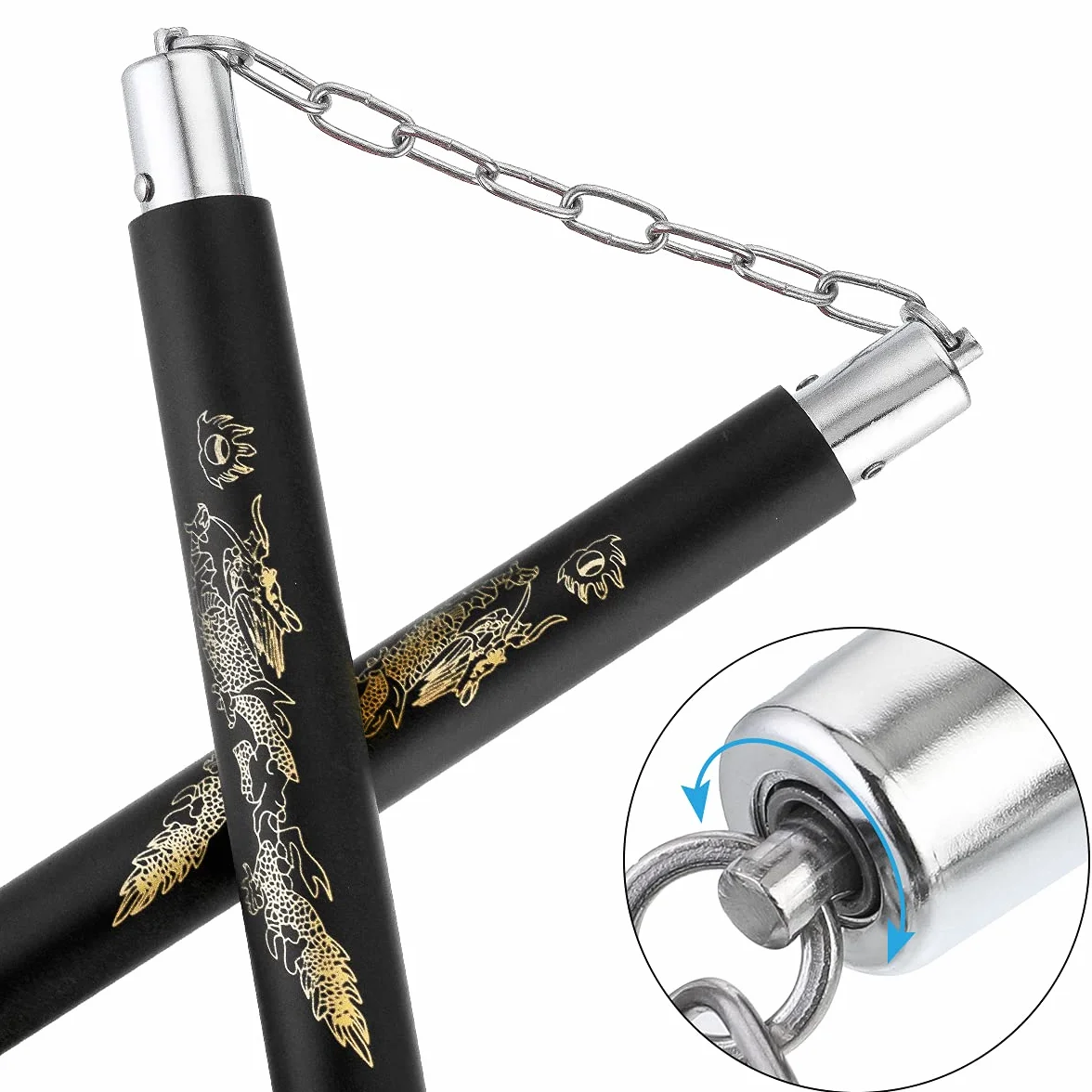 2 Pares de Nunchakus Espuma portátiles Nunchaku Artes Marciales Nunchakus Profesionales Nunchaku de Entrenamiento de Seguridad Nunchucks con Cadena de Acero para Adultos Niños y Principiantes