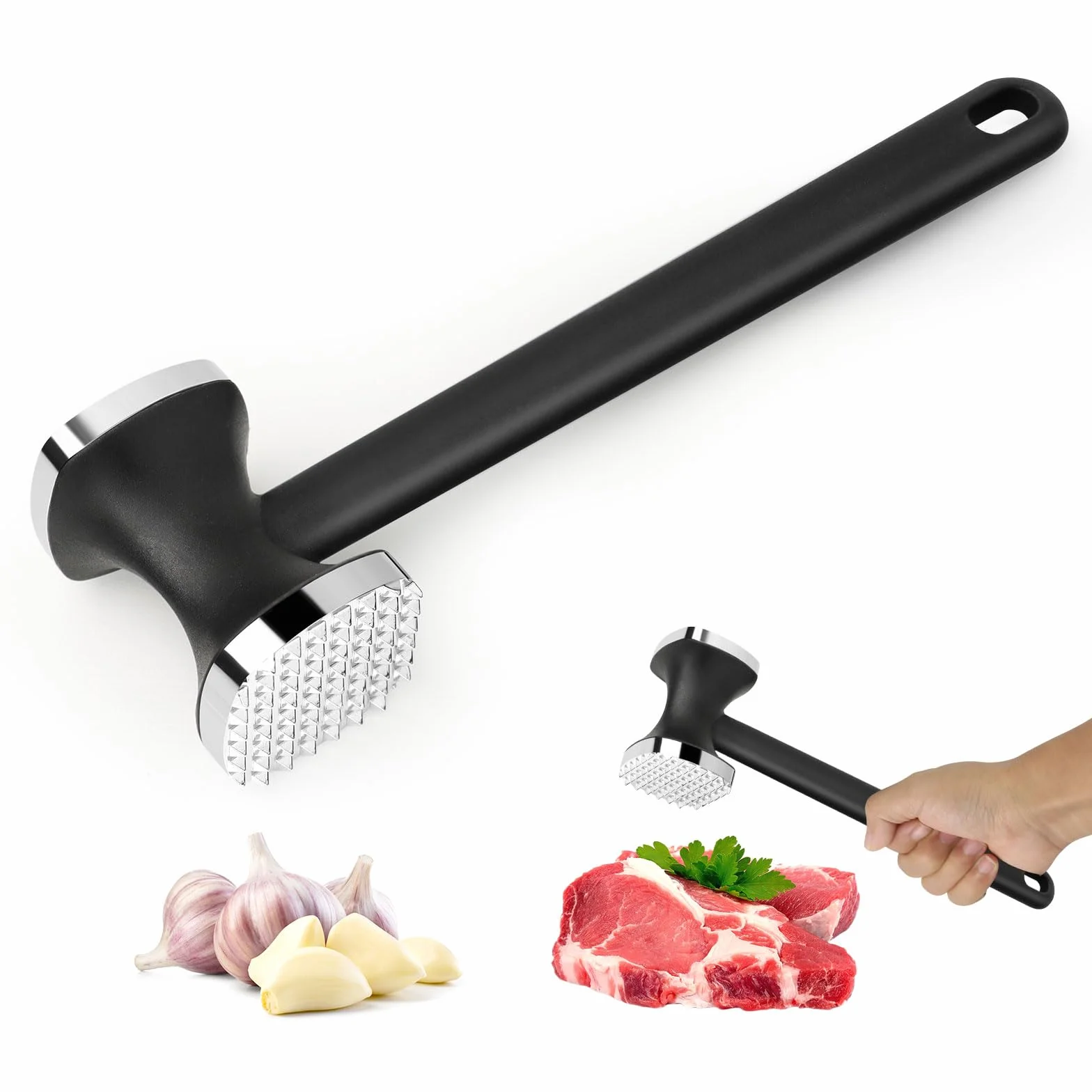 Martillo ablandador de Carne, Meat Knocker,Relota Martillo Carne,Martillo Picador de Doble Cara Antiadherente,Pincho y Superficie Plana Pounder Mallet, Martillo Cocina para Bistec,Pollo, Pescado,Cerdo