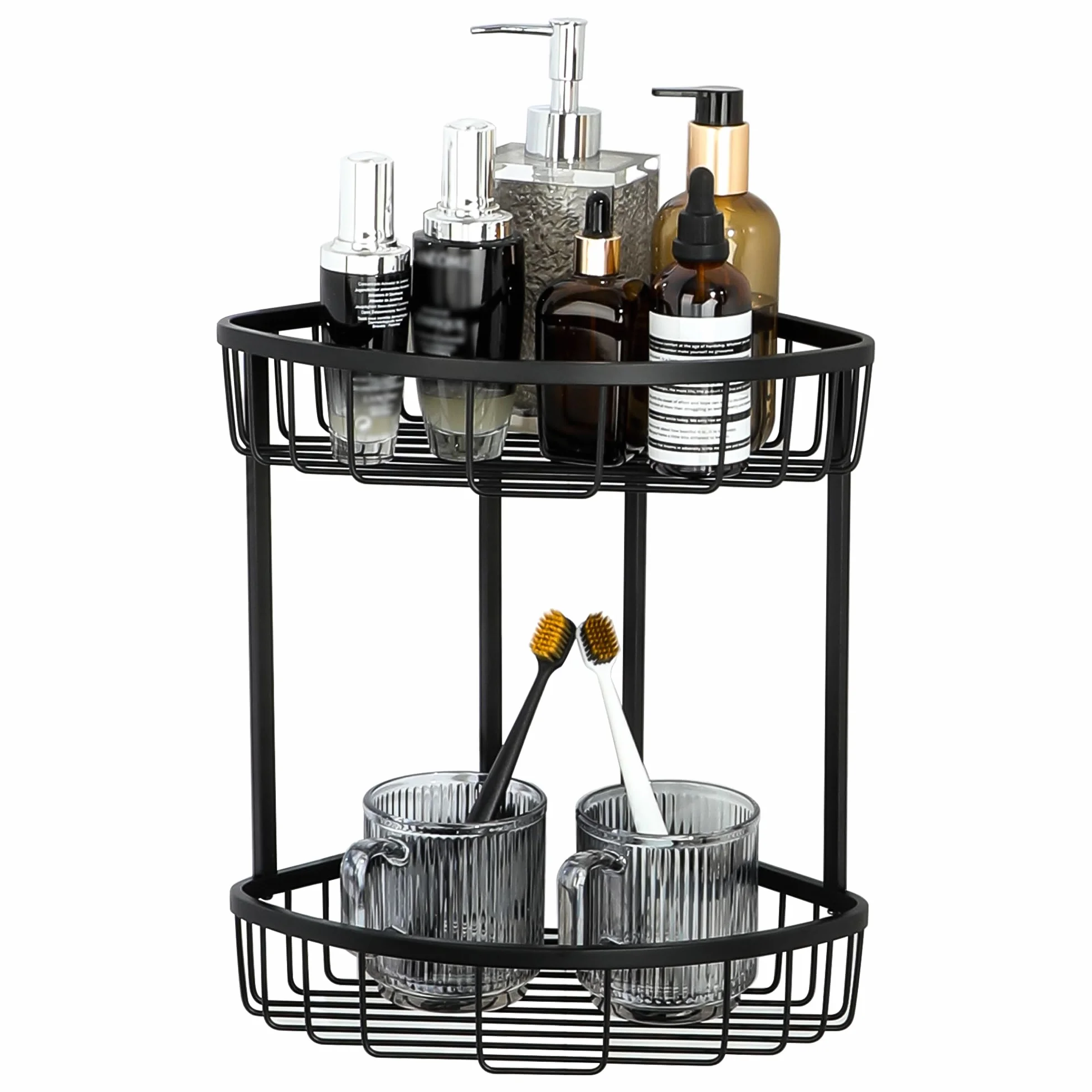 SAYAYO Estanteria Ducha, Rinconera Ducha Estanteria Baño Acero Inoxidable 2-Tier Cesta Ducha de Esquina Organizador Baño Negro Estanteria Cocina Accesorios Baño