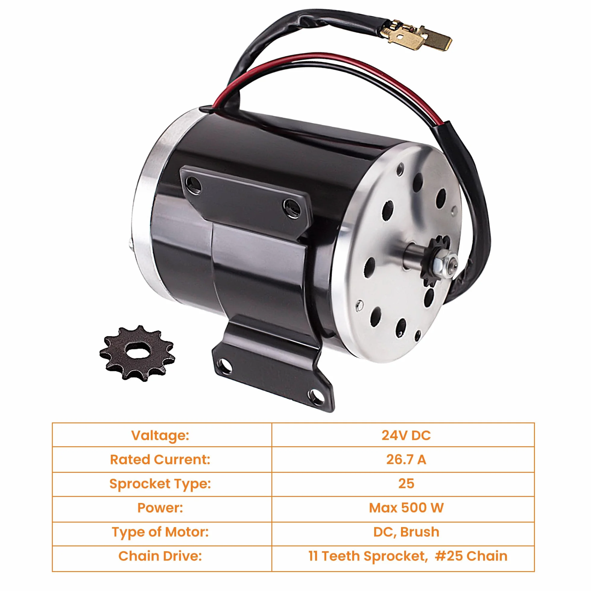 maXpeedingrods 500W DC24V Motor Elétrico Cepillado para Go-kart DIY Scooter E Bike