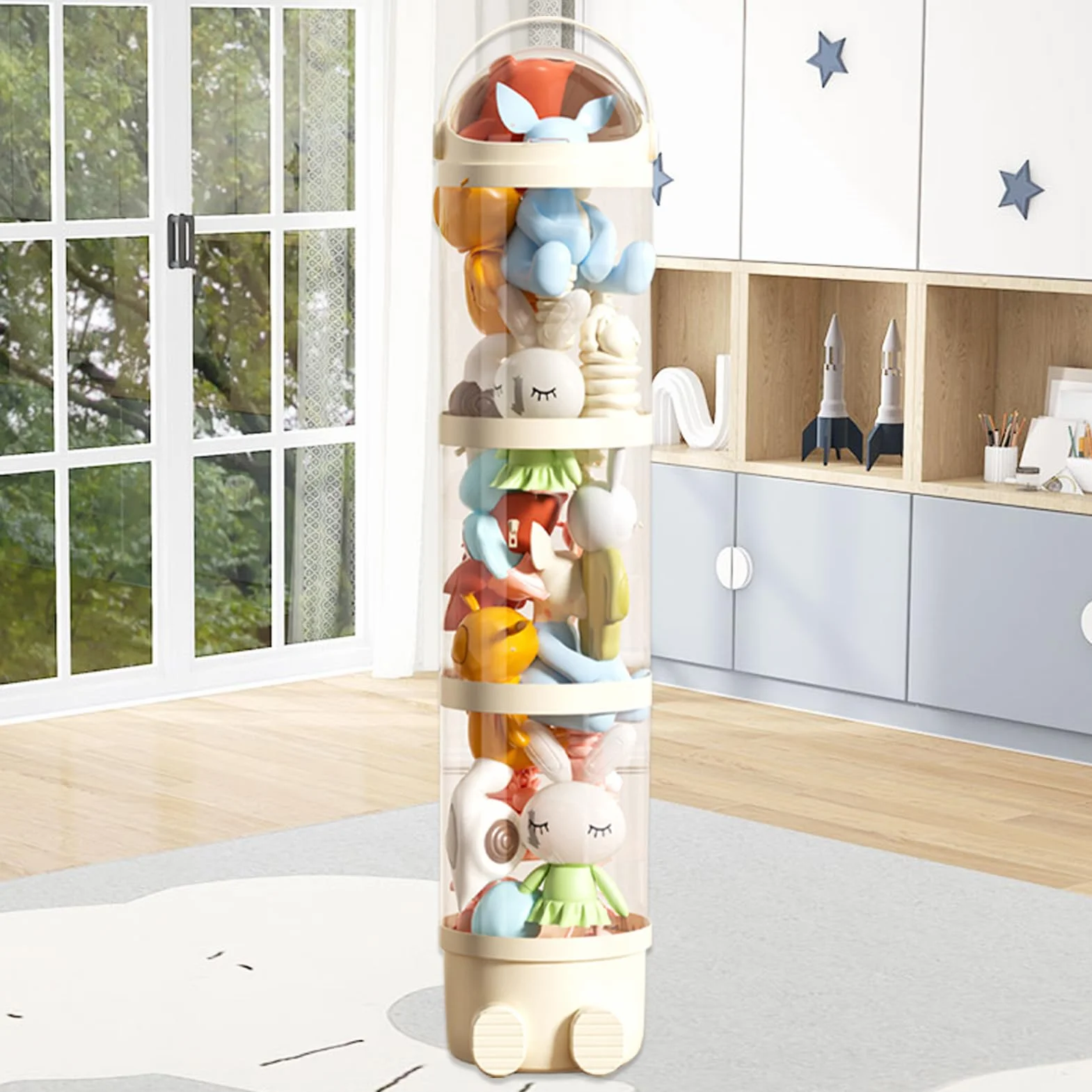 Rollo de almacenamiento de peluche 162 cm organizador infantil con 4 compartimentos