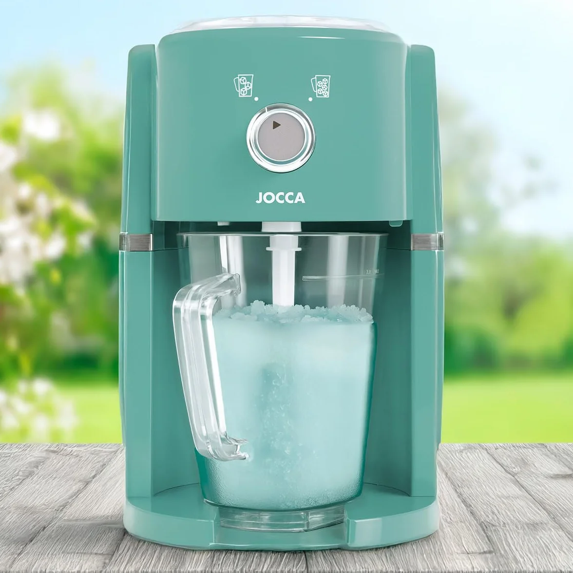 Jocca - Máquina para Hacer granizados eléctrica | Cuchillas de Acero Inoxidable | Capacidad 1,1 L | Fácil de Limpiar | Color Turquesa | Pica y Mezcla Hielo