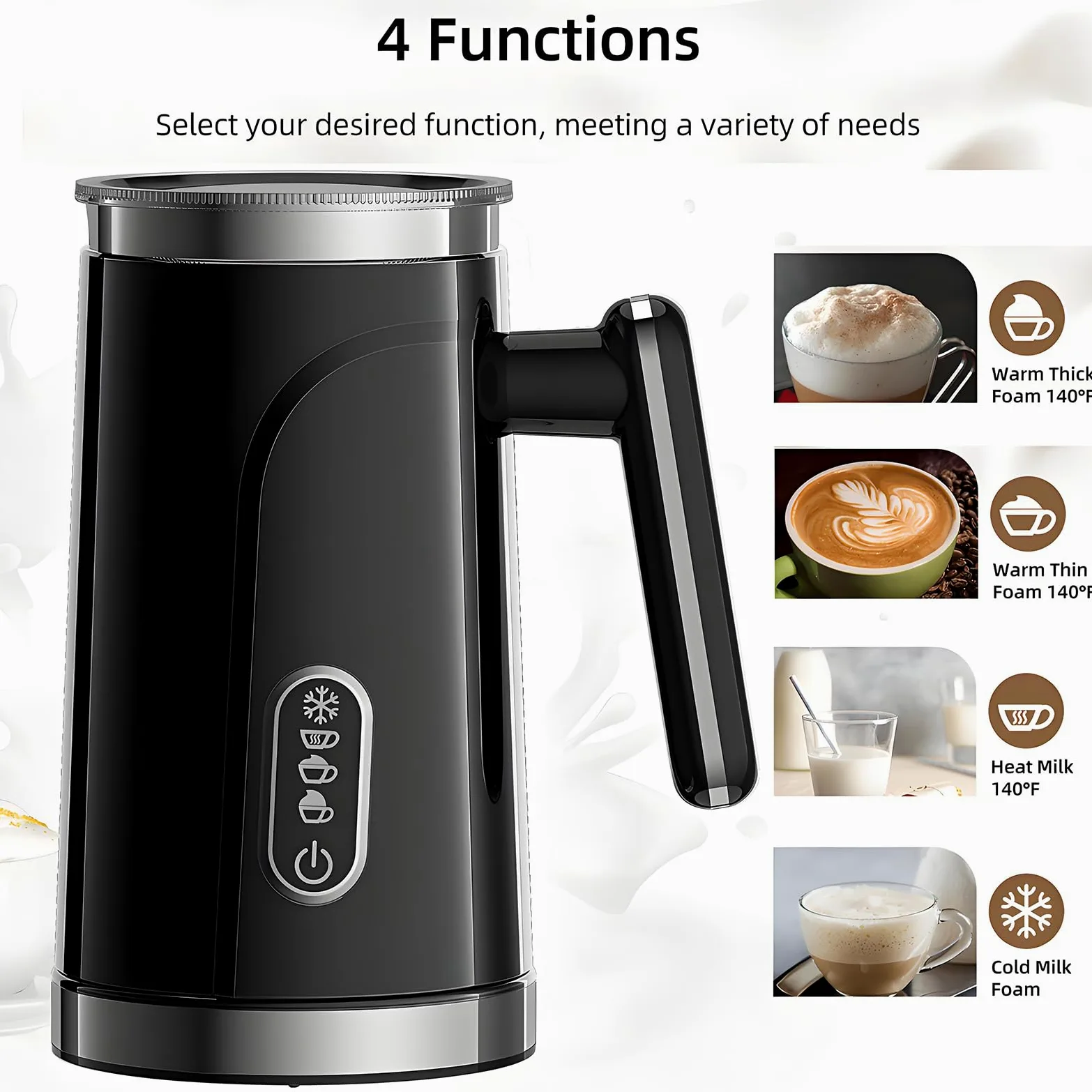 El Ritmo De Leche Eléctrica, El Frito De Leche 4 En 1 Y El Vapor con Batidora, Fabricante Automático De Espuma Caliente/fría Y Calentador De Leche para Café con Leche, Cappuccinos, Macchiato, Leche